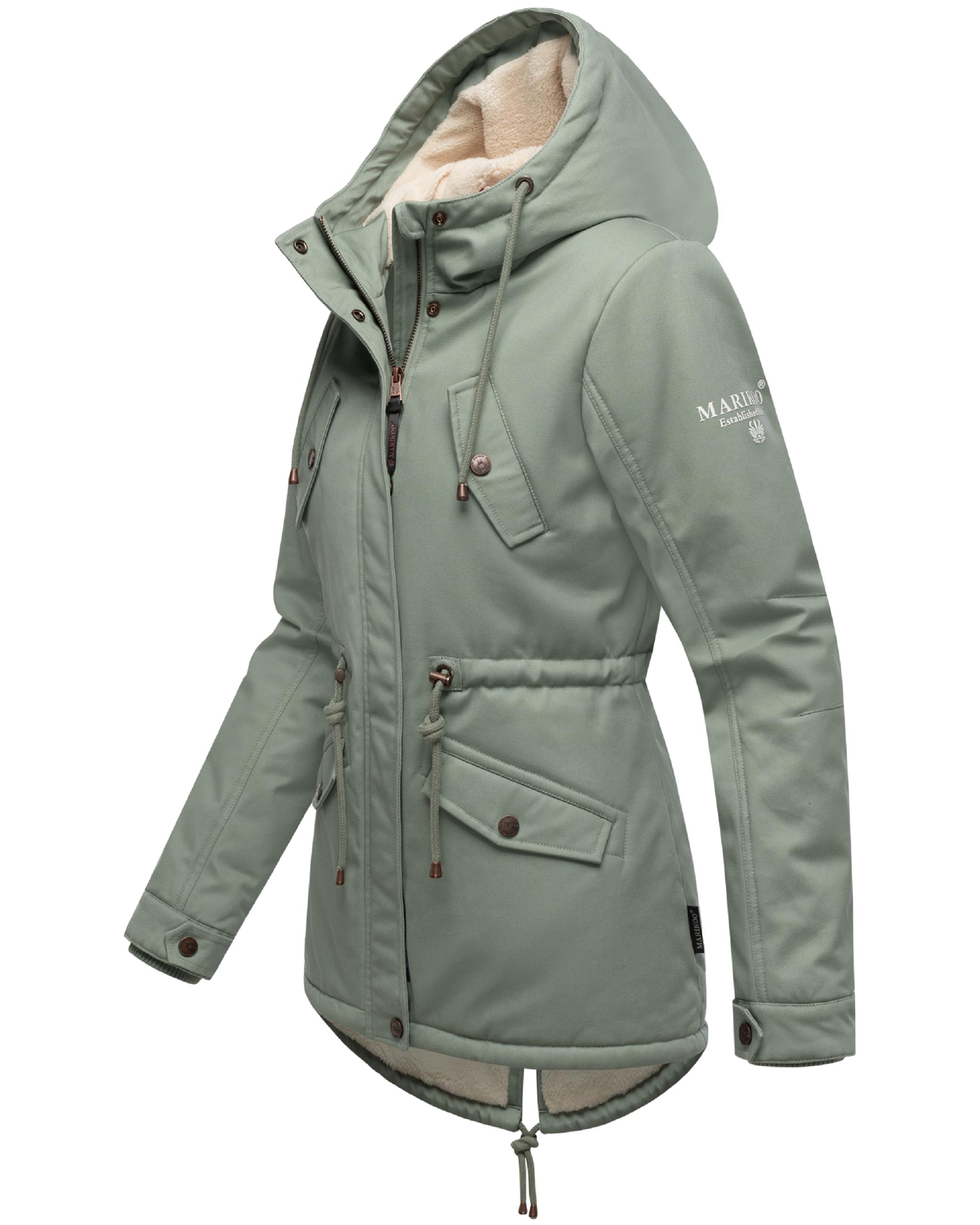 Weicher Baumwoll-Kurzmantel mit Kapuze "Manolya" Smokey Mint