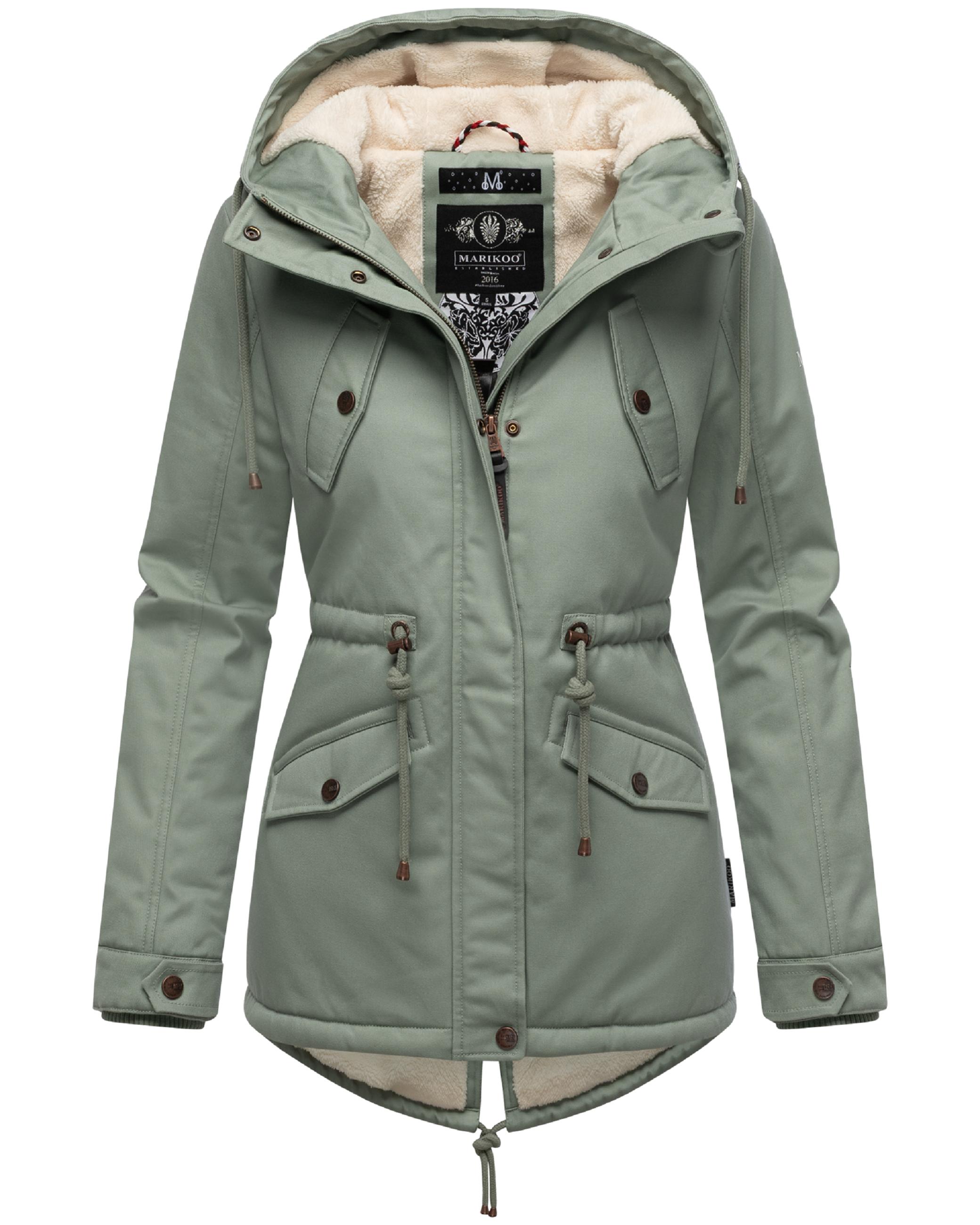 Weicher Baumwoll-Kurzmantel mit Kapuze "Manolya" Smokey Mint