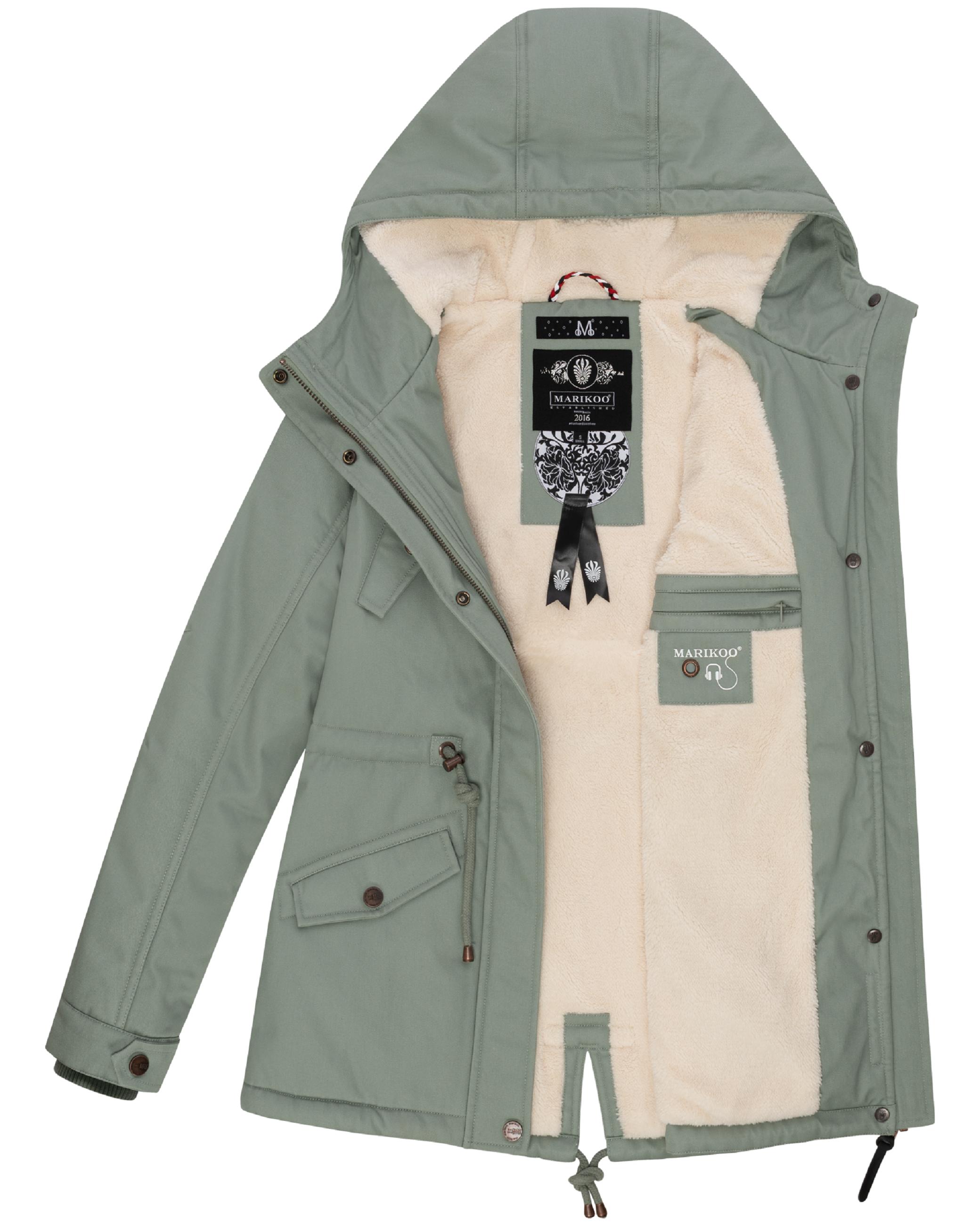 Weicher Baumwoll-Kurzmantel mit Kapuze "Manolya" Smokey Mint
