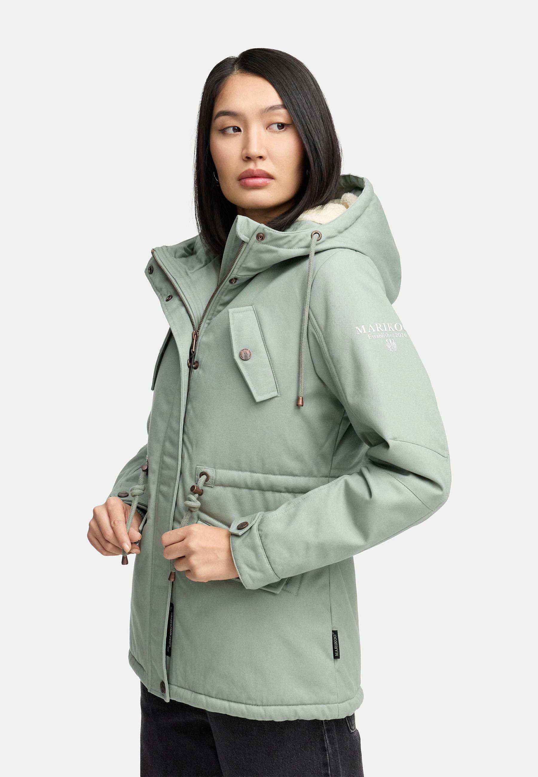 Weicher Baumwoll-Kurzmantel mit Kapuze "Manolya" Smokey Mint