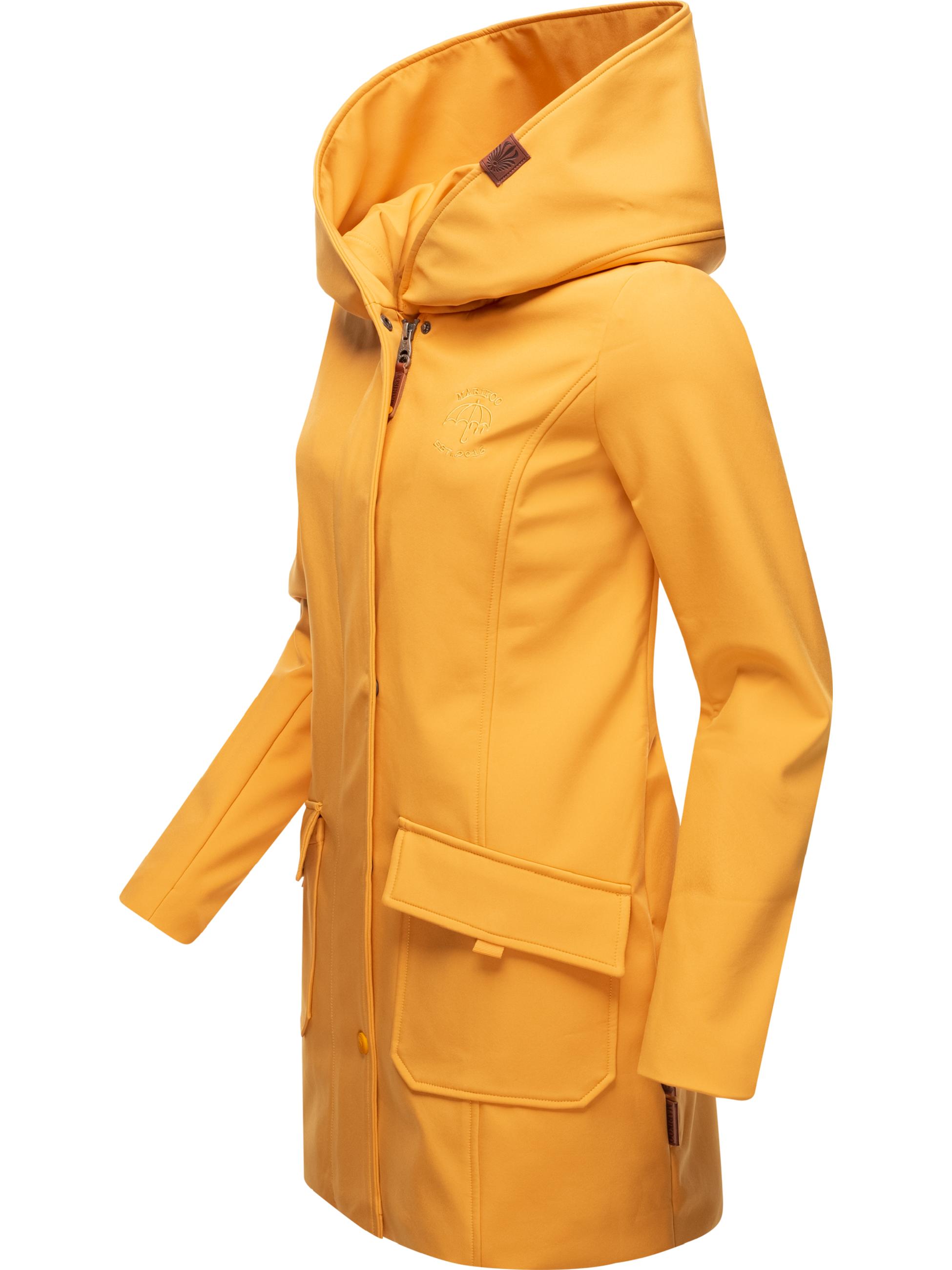 Wasserdichter Softshell-Mantel lang mit Kapuze "Mayleen" Amber Yellow