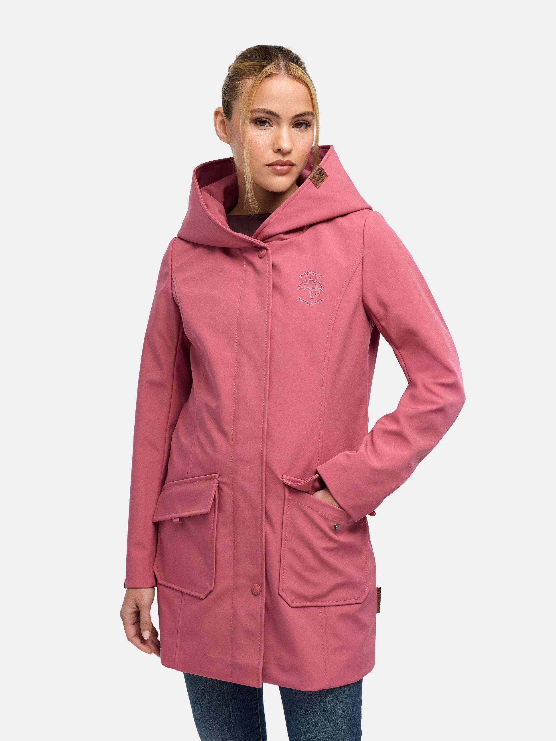 Wasserdichter Softshell-Mantel lang mit Kapuze "Mayleen" Berry