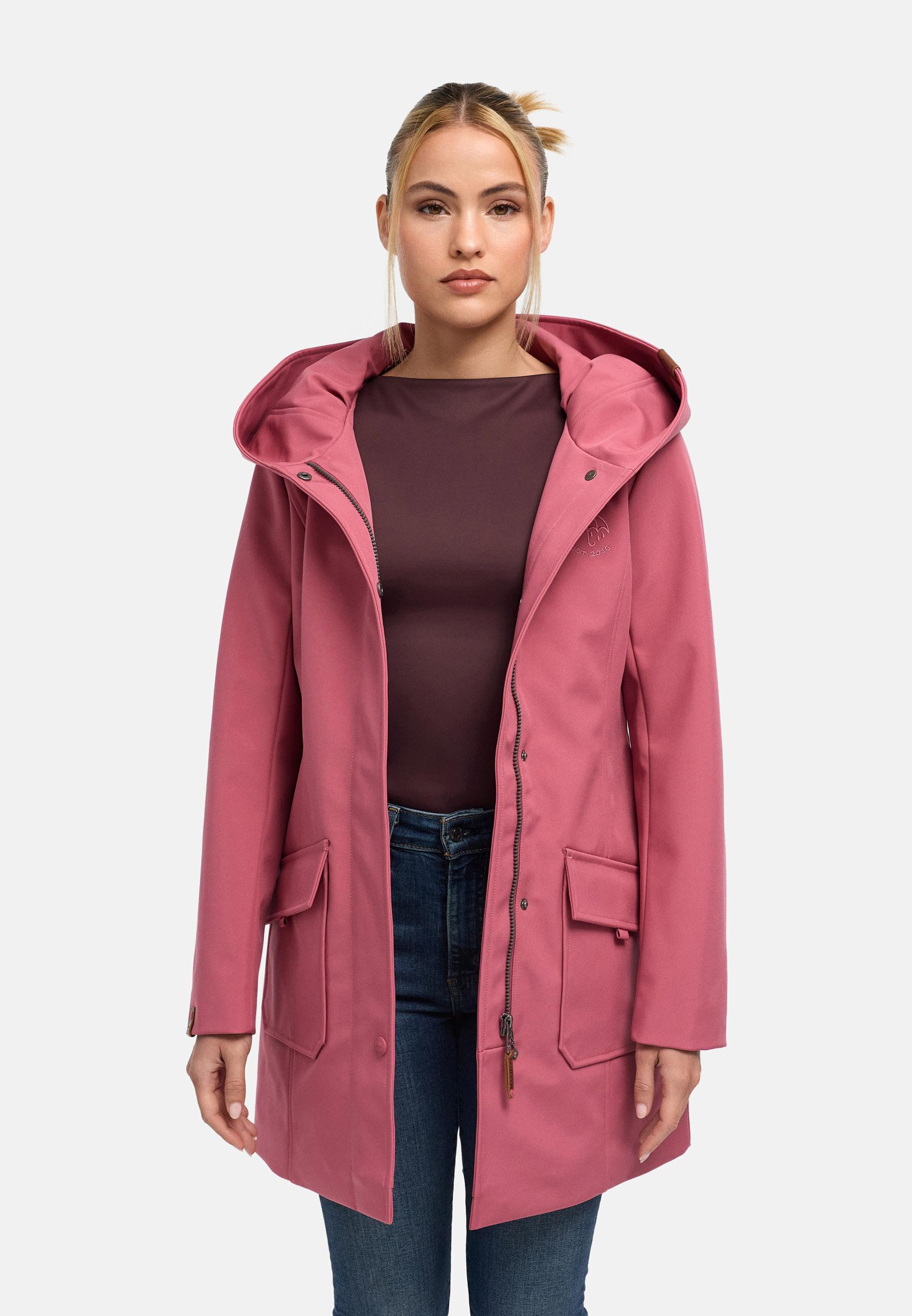 Wasserdichter Softshell-Mantel lang mit Kapuze "Mayleen" Berry