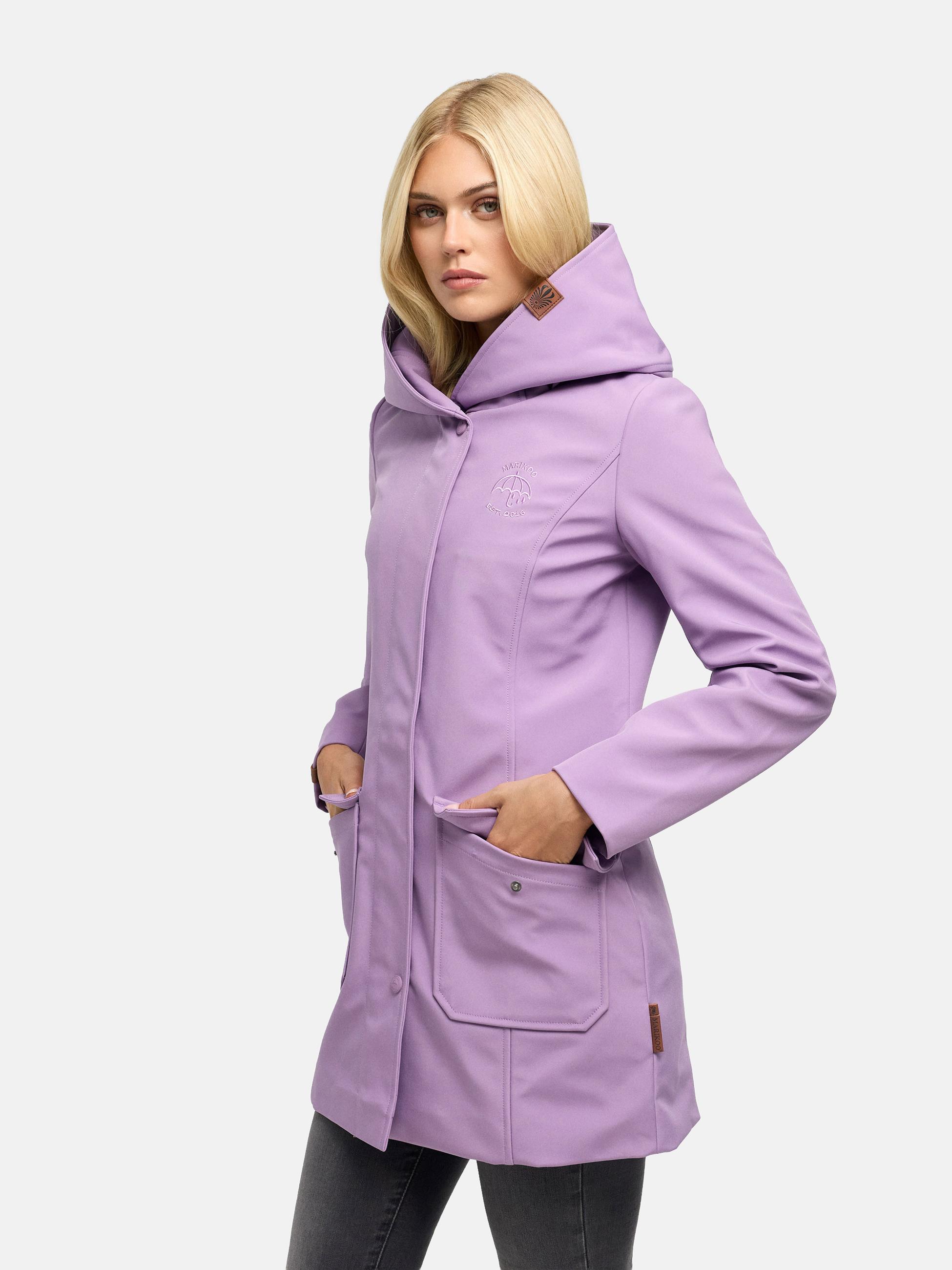 Wasserdichter Softshell-Mantel lang mit Kapuze "Mayleen" Dark Lilac