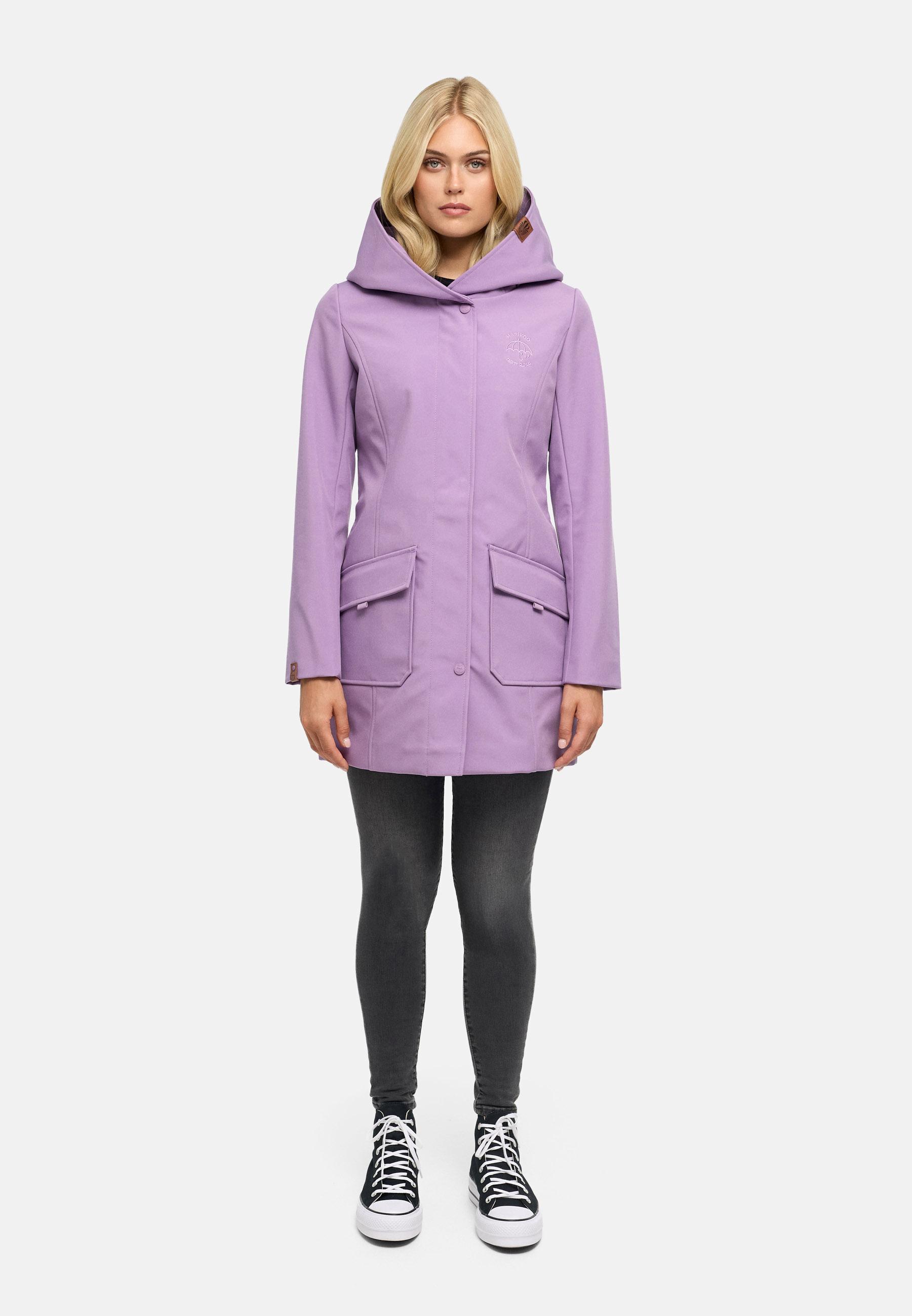 Wasserdichter Softshell-Mantel lang mit Kapuze "Mayleen" Dark Lilac