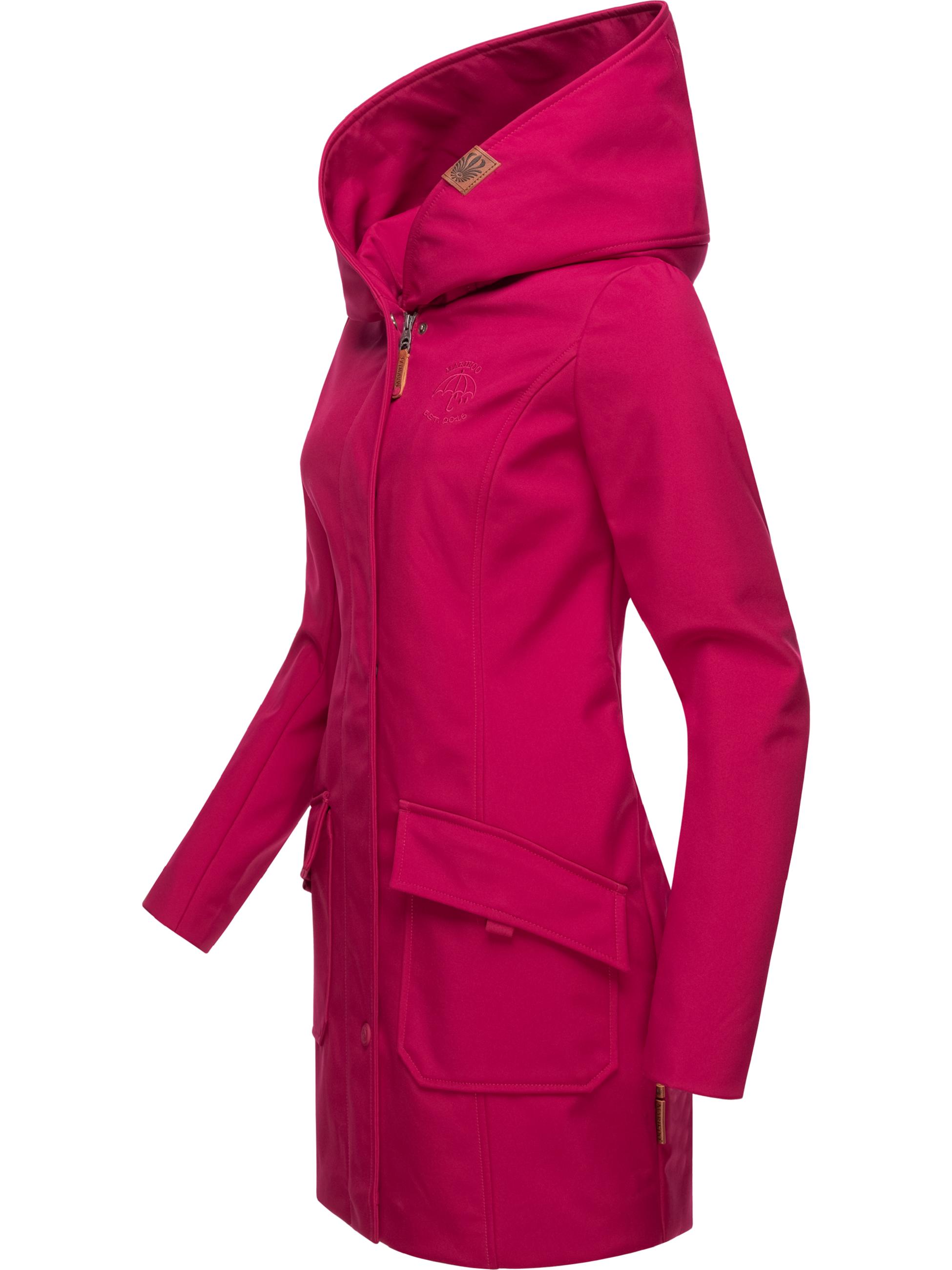 Wasserdichter Softshell-Mantel lang mit Kapuze "Mayleen" Fuchsia