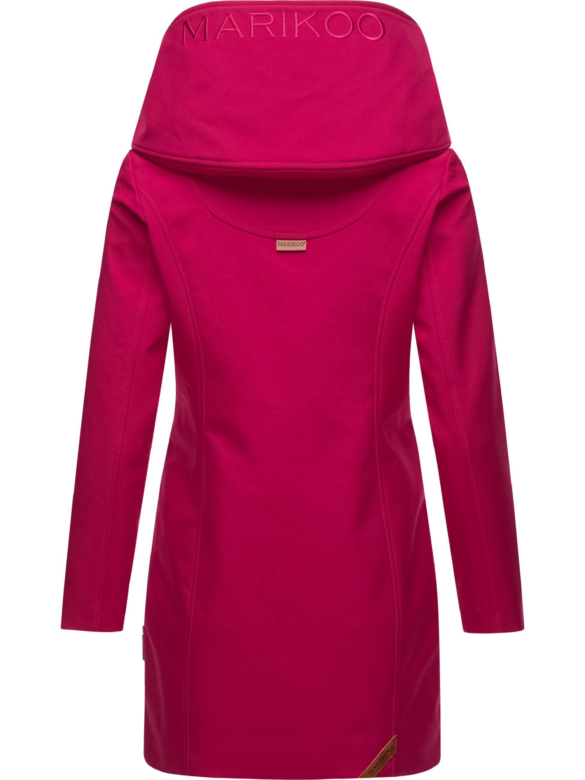 Wasserdichter Softshell-Mantel lang mit Kapuze "Mayleen" Fuchsia