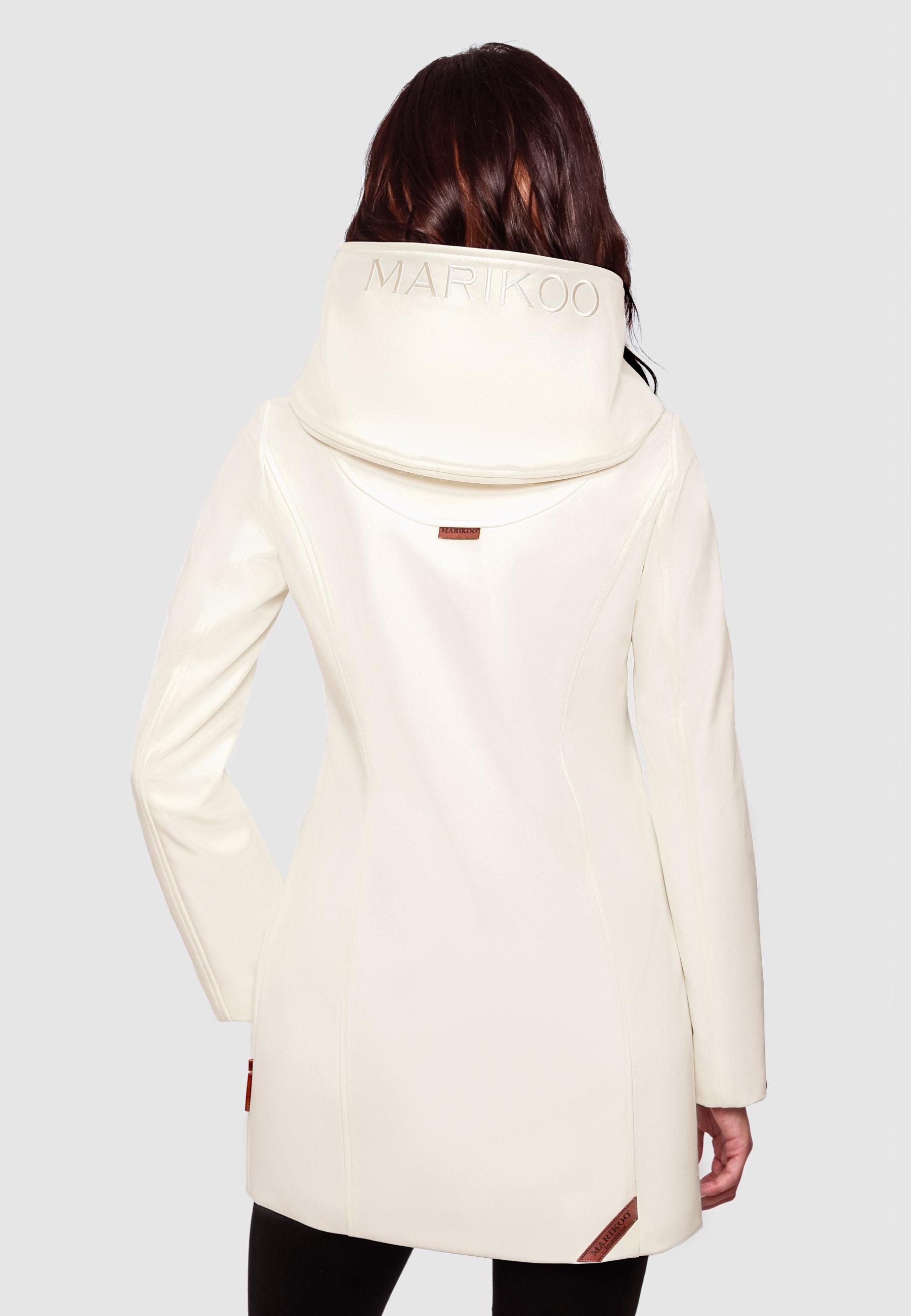 Wasserdichter Softshell-Mantel lang mit Kapuze "Mayleen" Offwhite