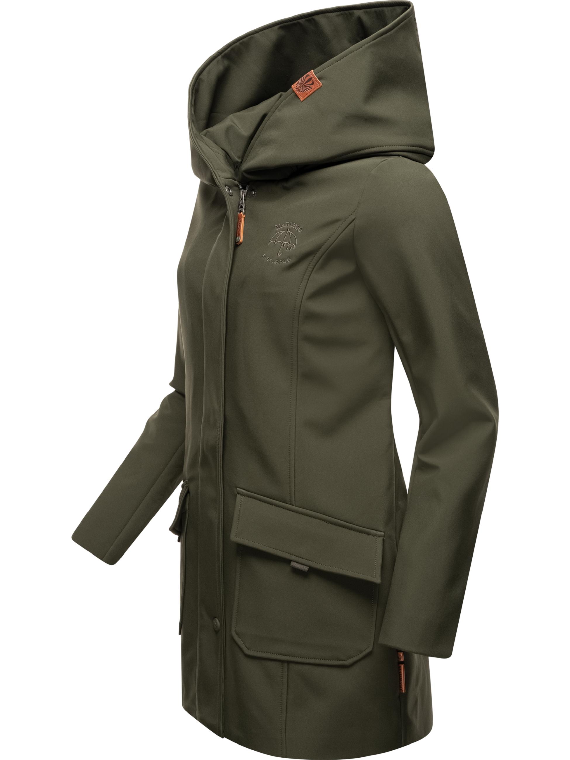 Wasserdichter Softshell-Mantel lang mit Kapuze "Mayleen" Olive