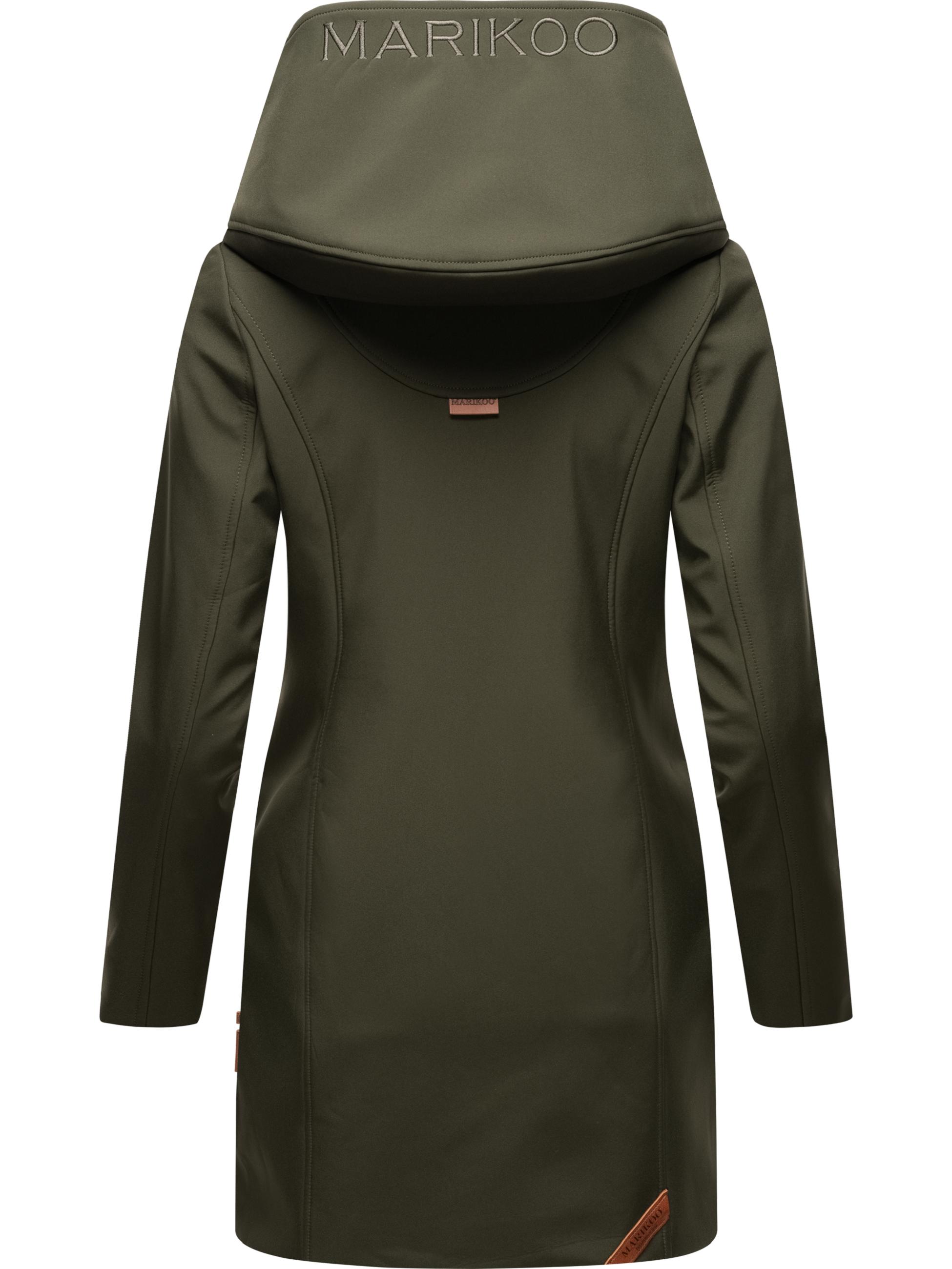 Wasserdichter Softshell-Mantel lang mit Kapuze "Mayleen" Olive