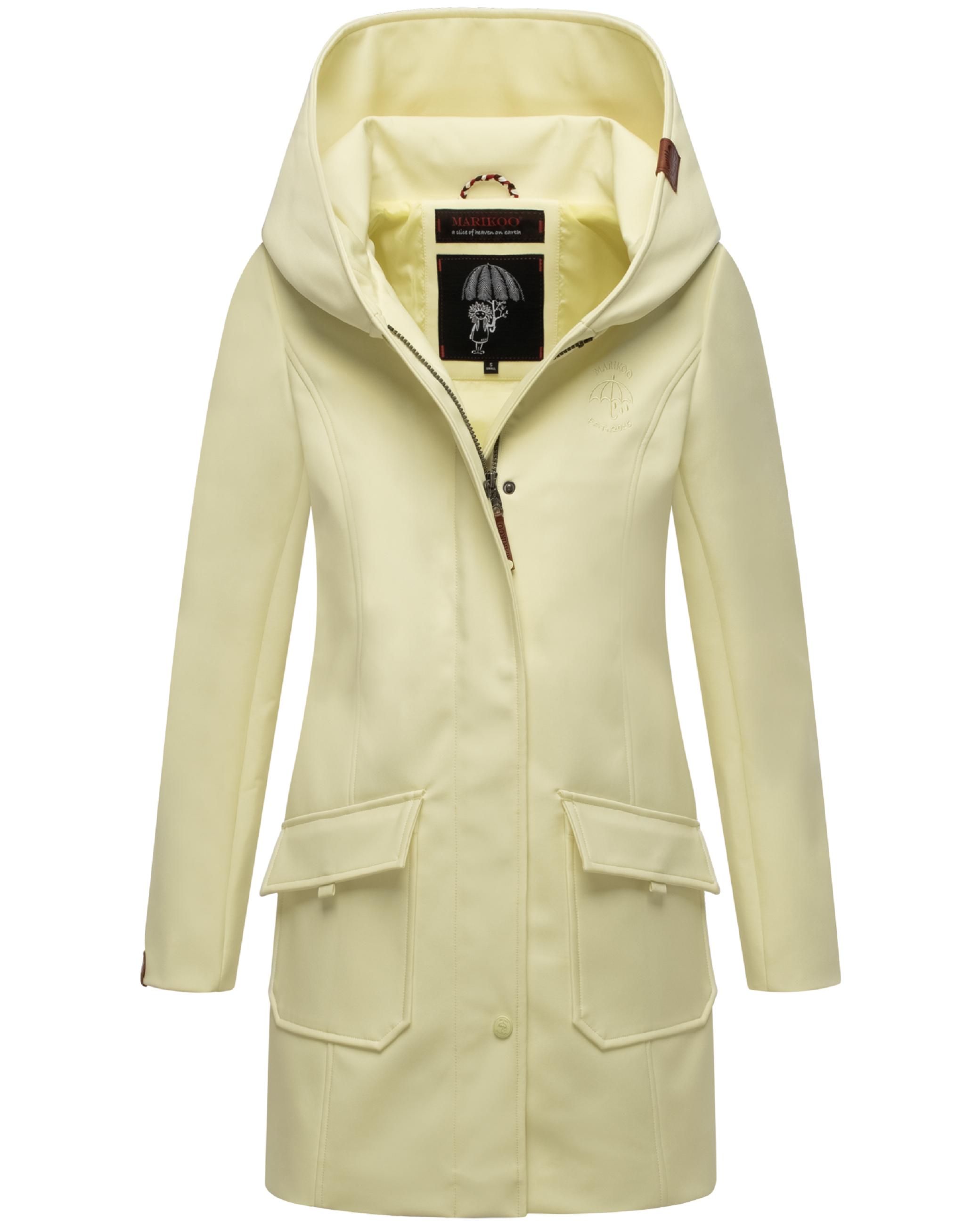 Wasserdichter Softshell-Mantel lang mit Kapuze "Mayleen" Pastel Yellow