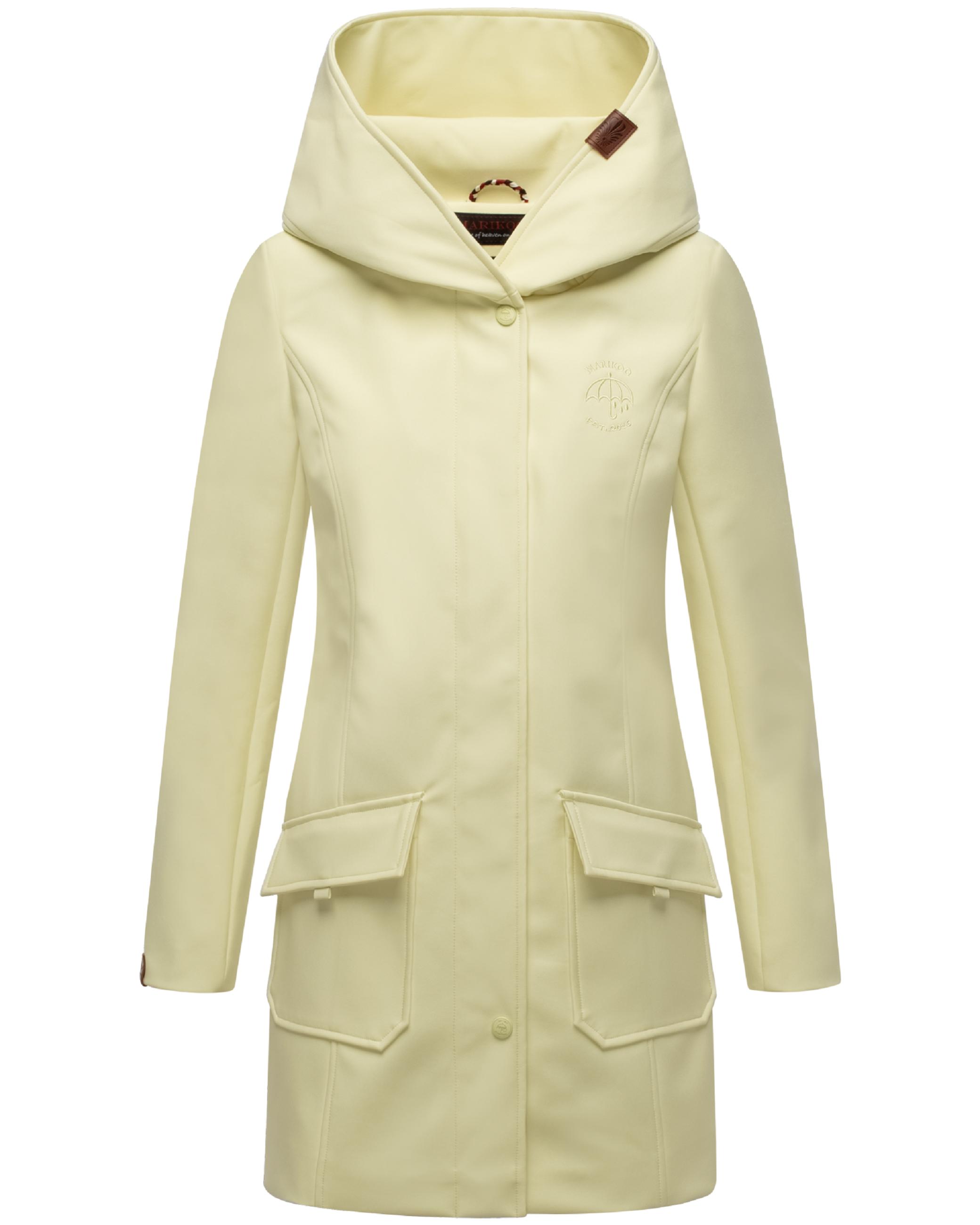 Wasserdichter Softshell-Mantel lang mit Kapuze "Mayleen" Pastel Yellow
