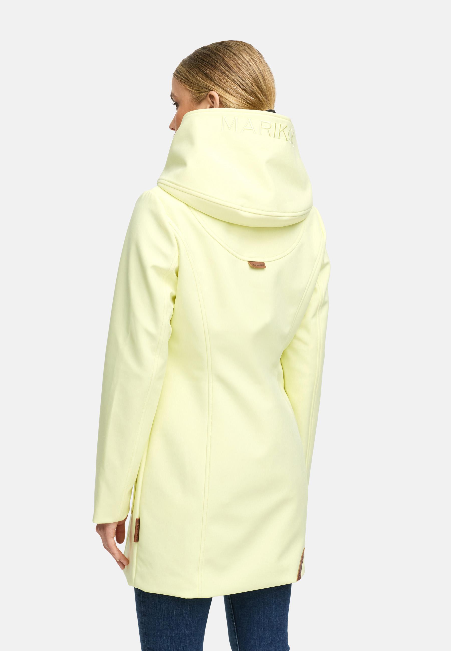 Wasserdichter Softshell-Mantel lang mit Kapuze "Mayleen" Pastel Yellow