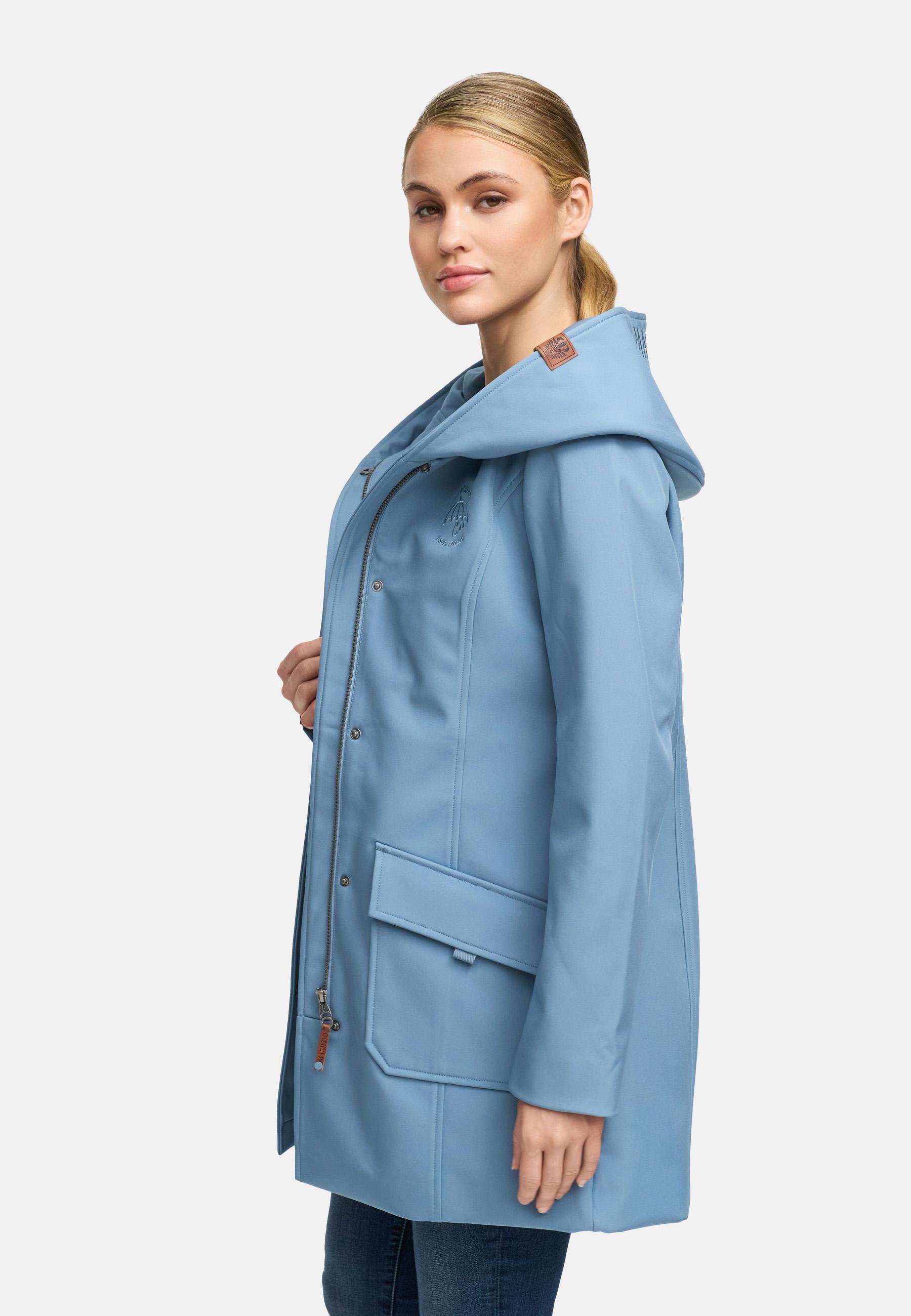 Wasserdichter Softshell-Mantel lang mit Kapuze "Mayleen" Powder Blue