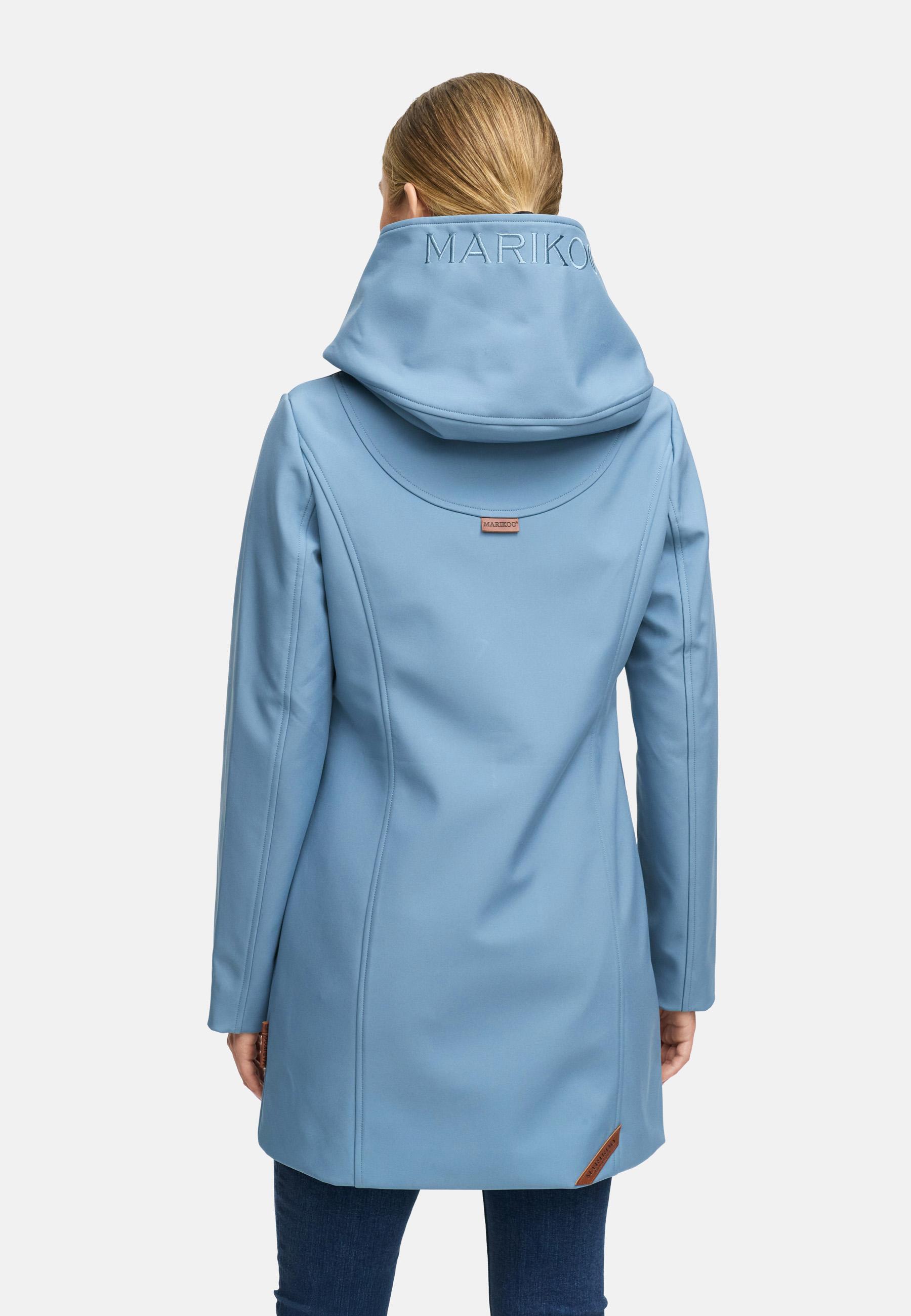 Wasserdichter Softshell-Mantel lang mit Kapuze "Mayleen" Powder Blue