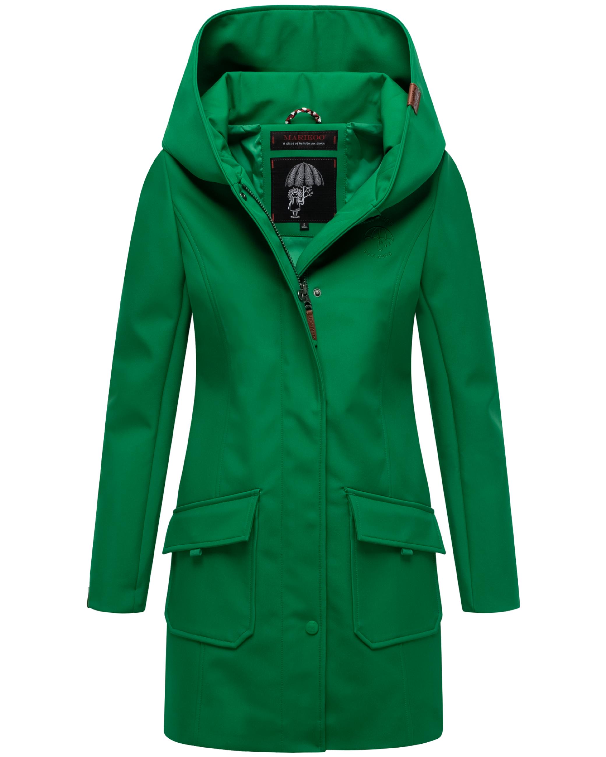 Wasserdichter Softshell-Mantel lang mit Kapuze "Mayleen" Smaragd Green