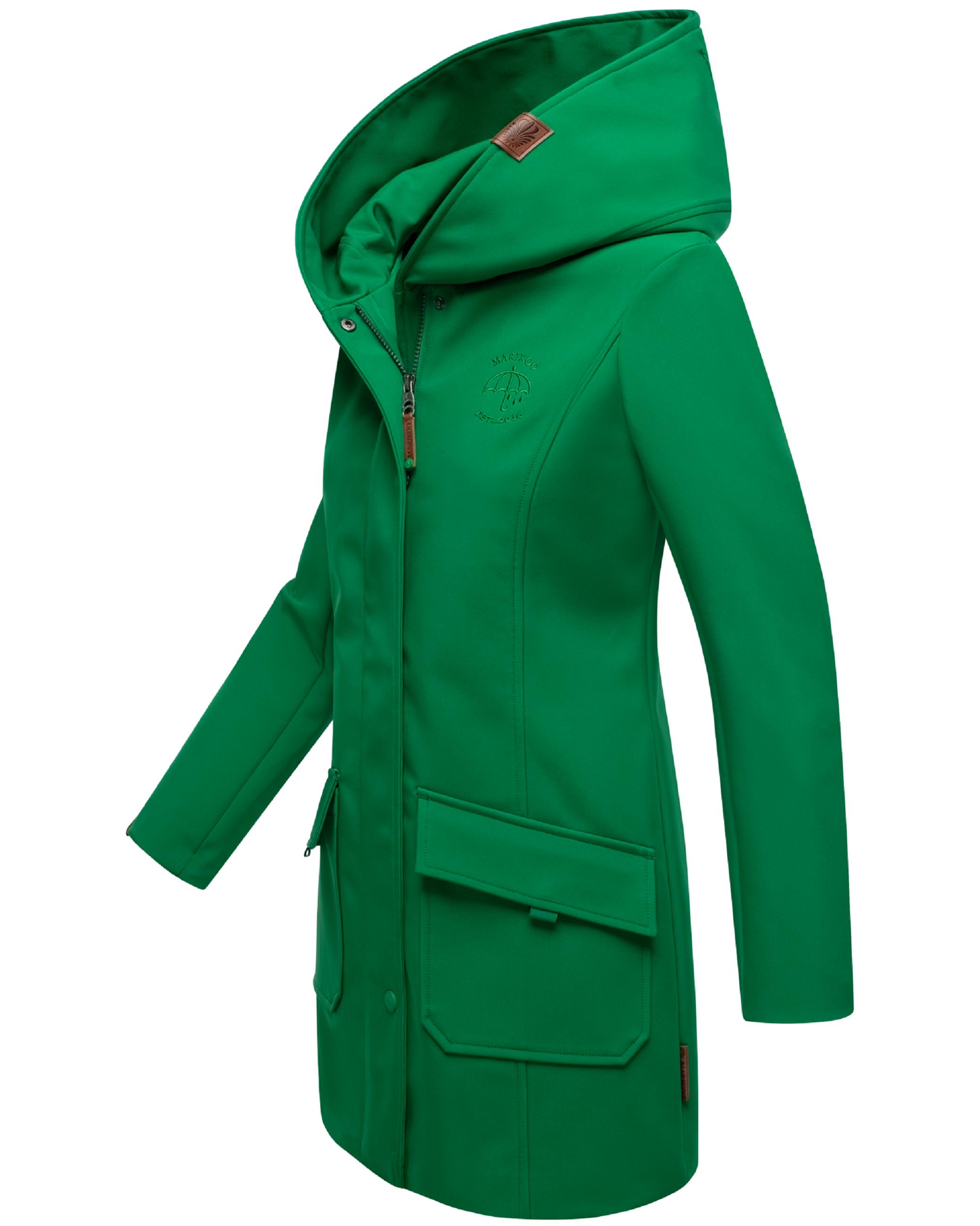 Wasserdichter Softshell-Mantel lang mit Kapuze "Mayleen" Smaragd Green