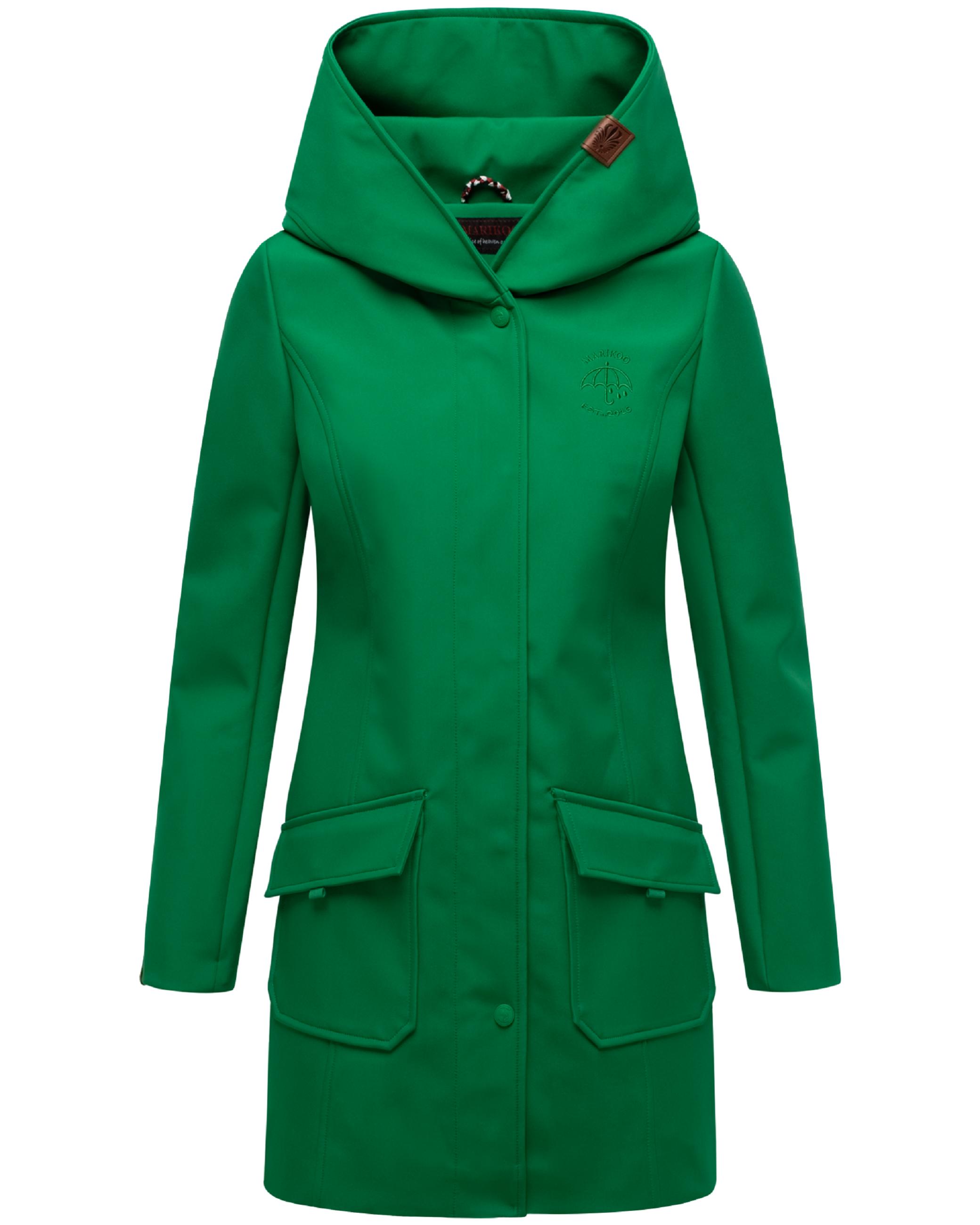 Wasserdichter Softshell-Mantel lang mit Kapuze "Mayleen" Smaragd Green