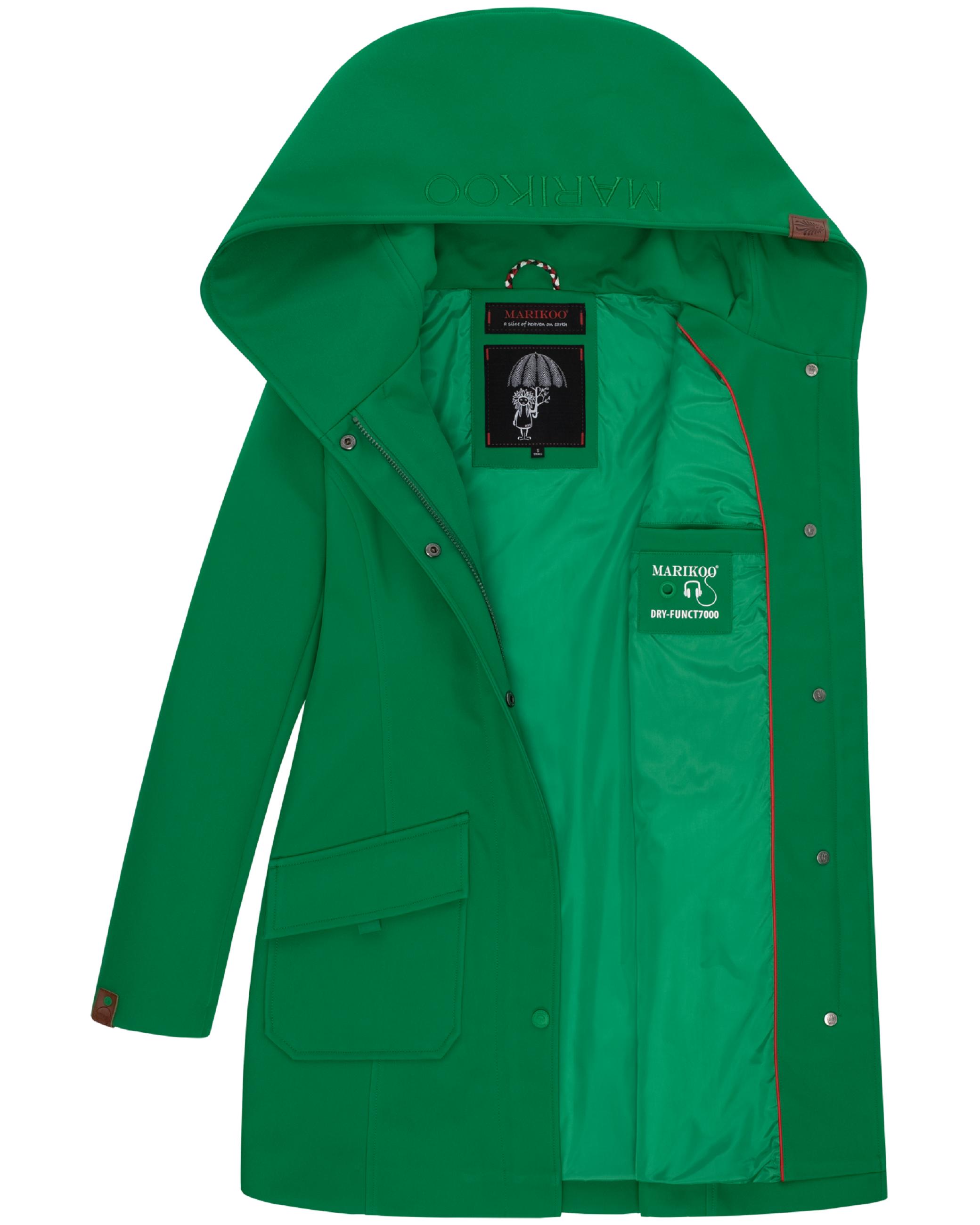 Wasserdichter Softshell-Mantel lang mit Kapuze "Mayleen" Smaragd Green