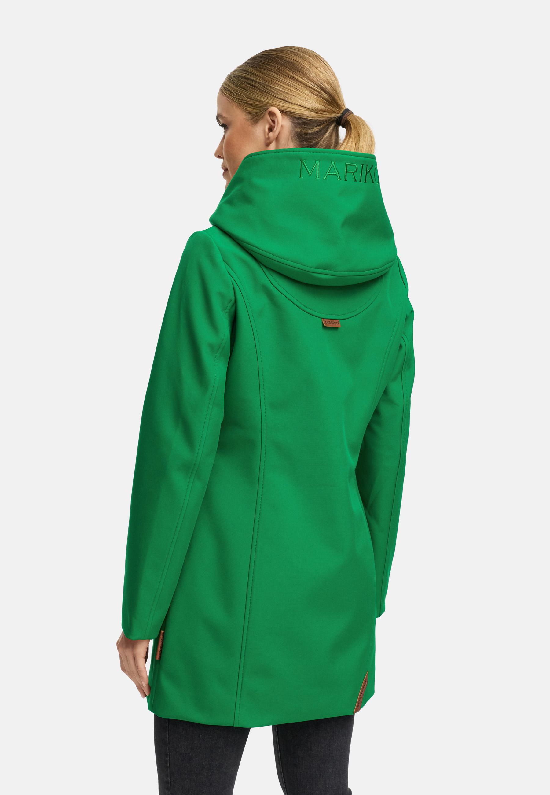 Wasserdichter Softshell-Mantel lang mit Kapuze "Mayleen" Smaragd Green