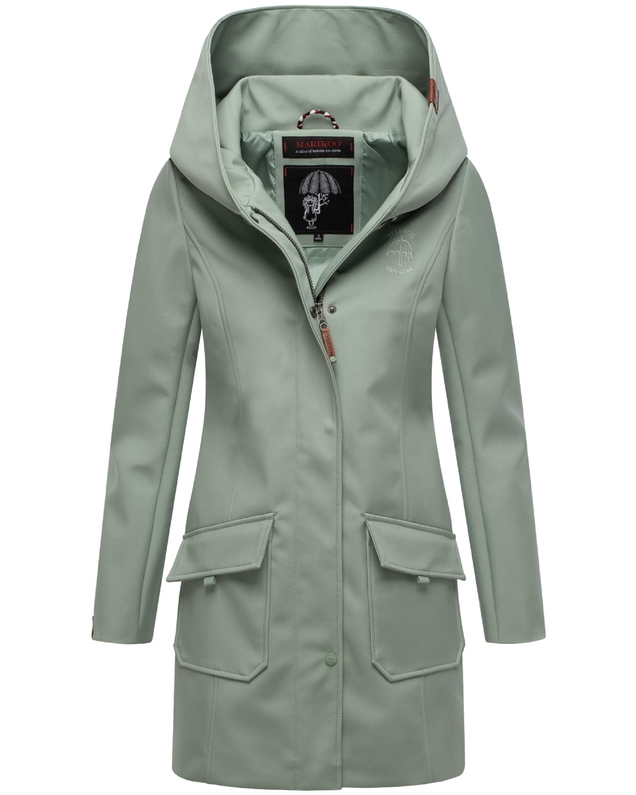 Wasserdichter Softshell-Mantel lang mit Kapuze "Mayleen" Smokey Mint