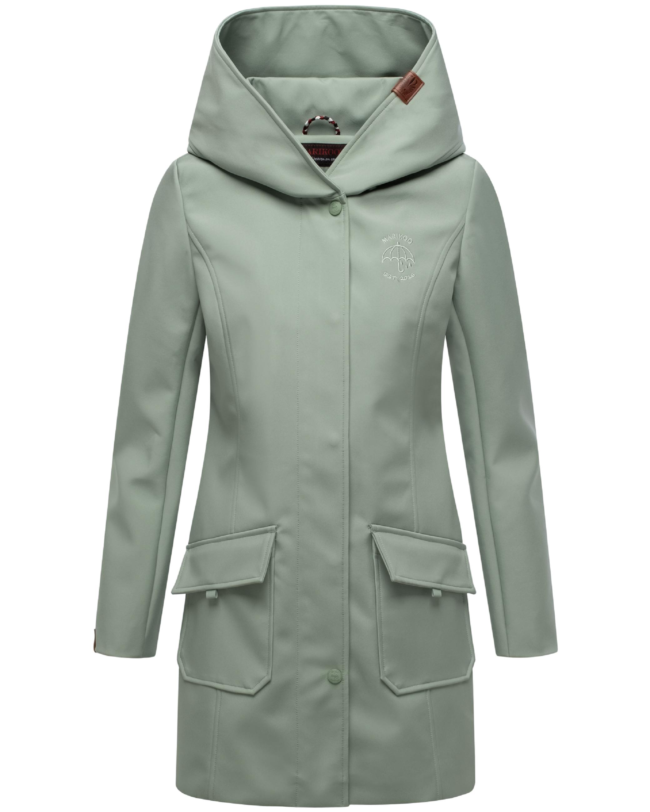 Wasserdichter Softshell-Mantel lang mit Kapuze "Mayleen" Smokey Mint