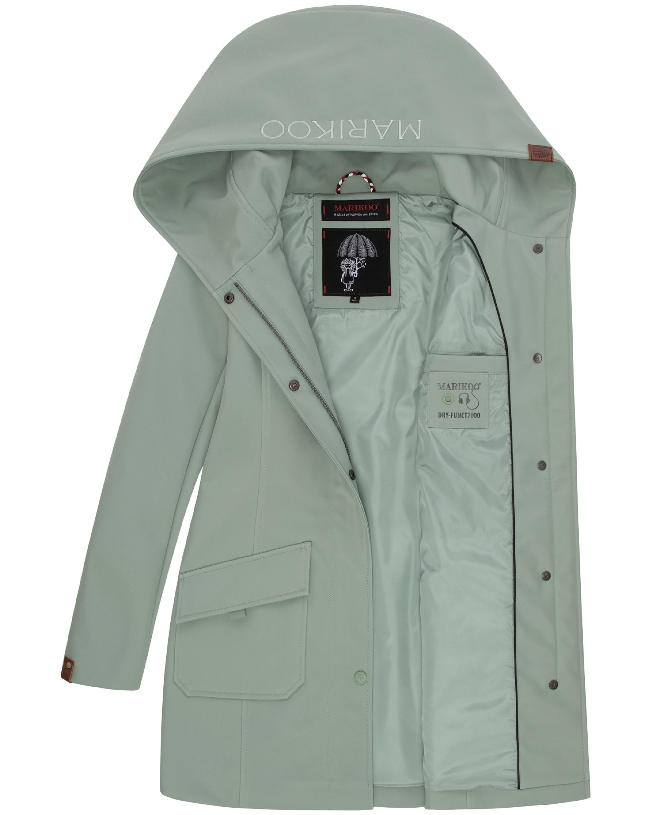 Wasserdichter Softshell-Mantel lang mit Kapuze "Mayleen" Smokey Mint