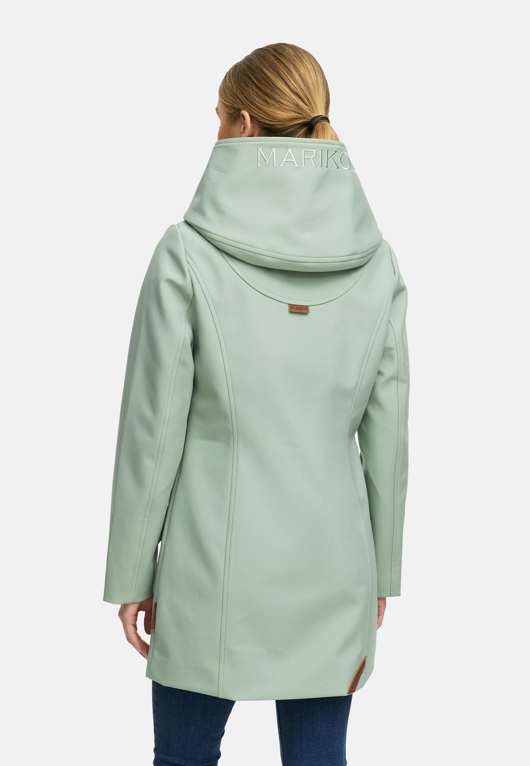 Wasserdichter Softshell-Mantel lang mit Kapuze "Mayleen" Smokey Mint