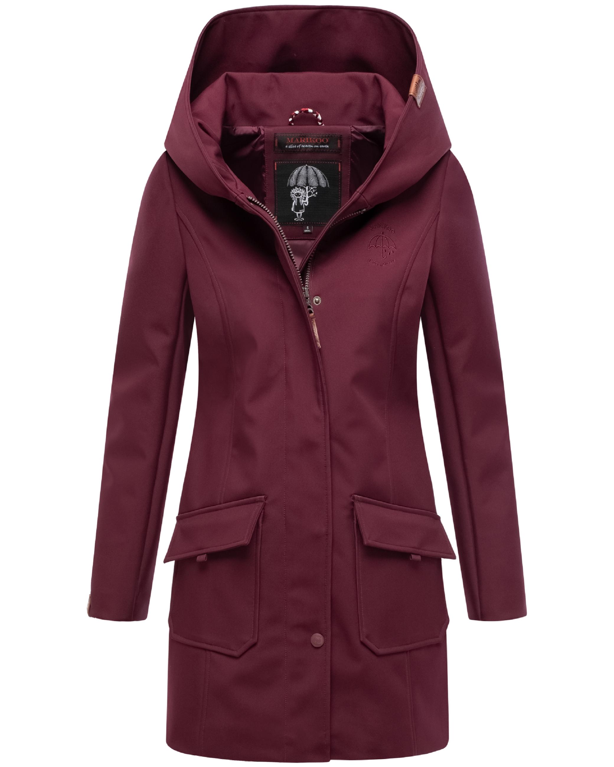 Wasserdichter Softshell-Mantel lang mit Kapuze "Mayleen" Wine
