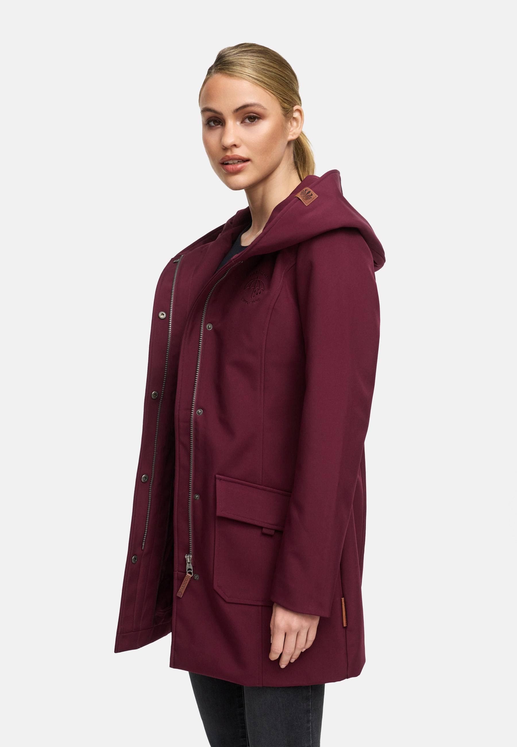 Wasserdichter Softshell-Mantel lang mit Kapuze "Mayleen" Wine