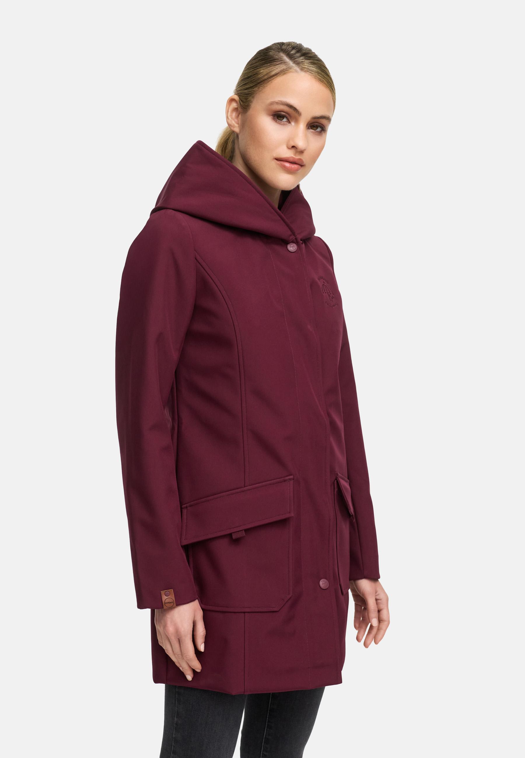 Wasserdichter Softshell-Mantel lang mit Kapuze "Mayleen" Wine