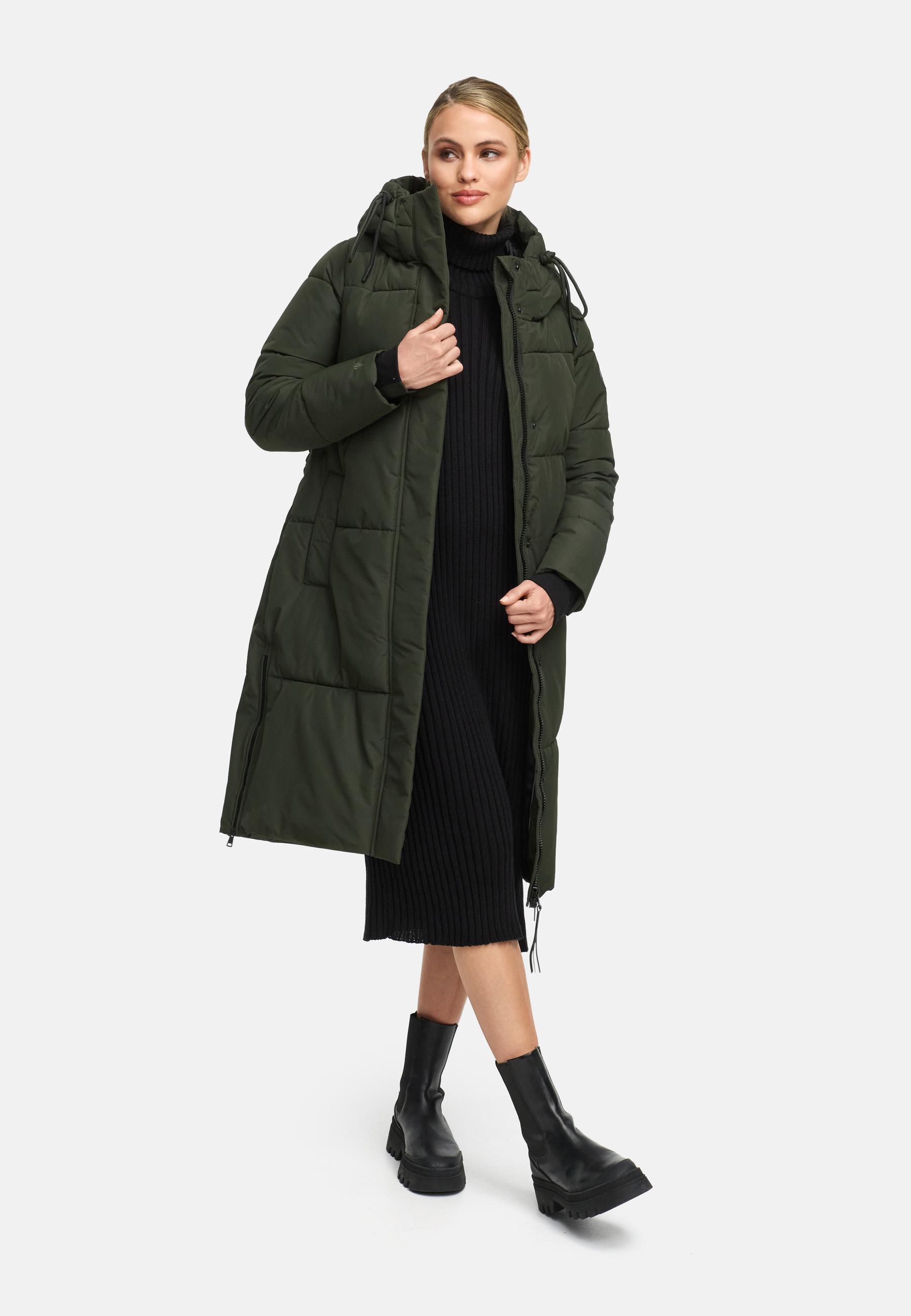 Winter Steppmantel mit Kapuze "Michikoo XVI" Dark Olive