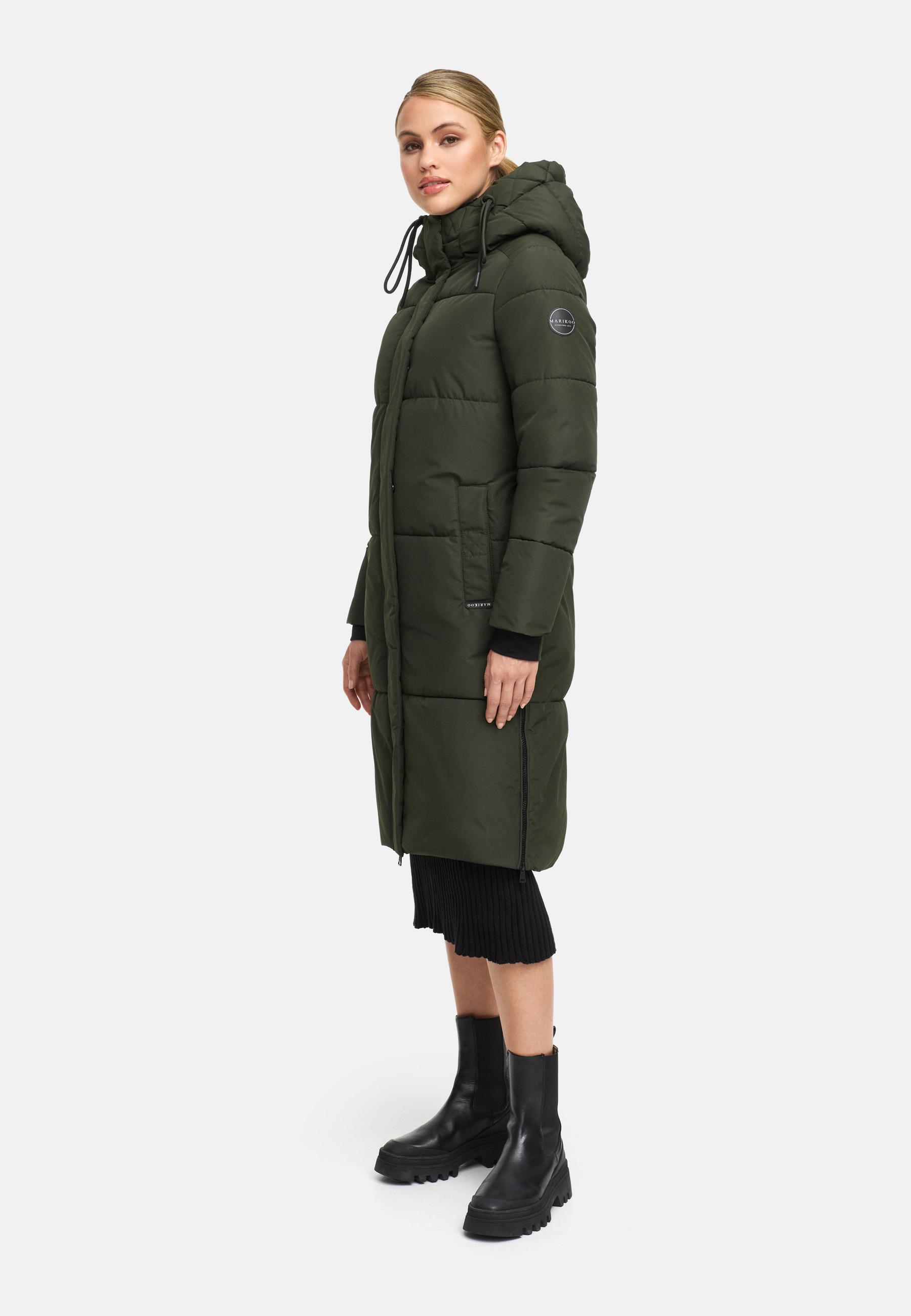 Winter Steppmantel mit Kapuze "Michikoo XVI" Dark Olive
