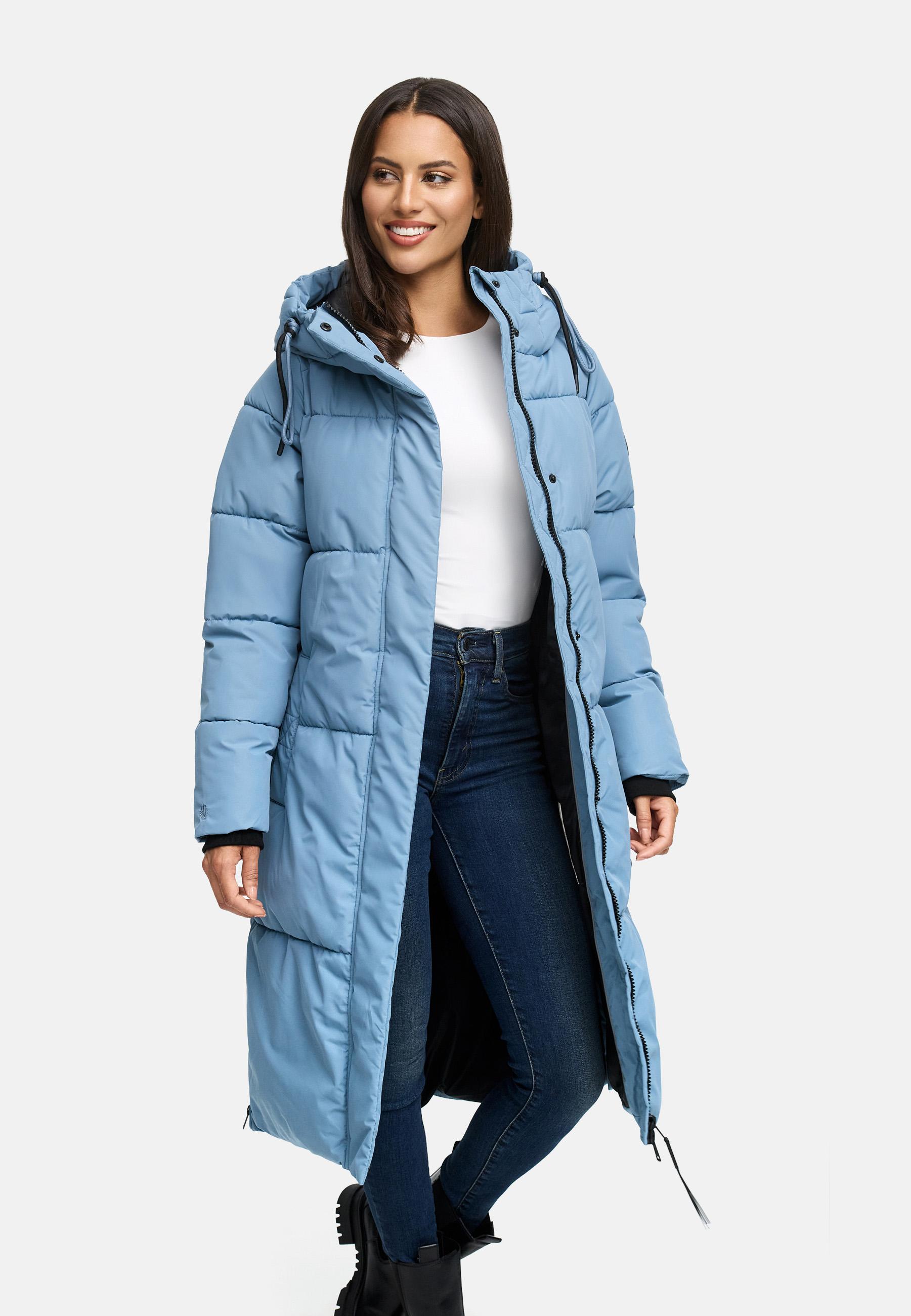 Winter Steppmantel mit Kapuze "Michikoo XVI" Powder Blue