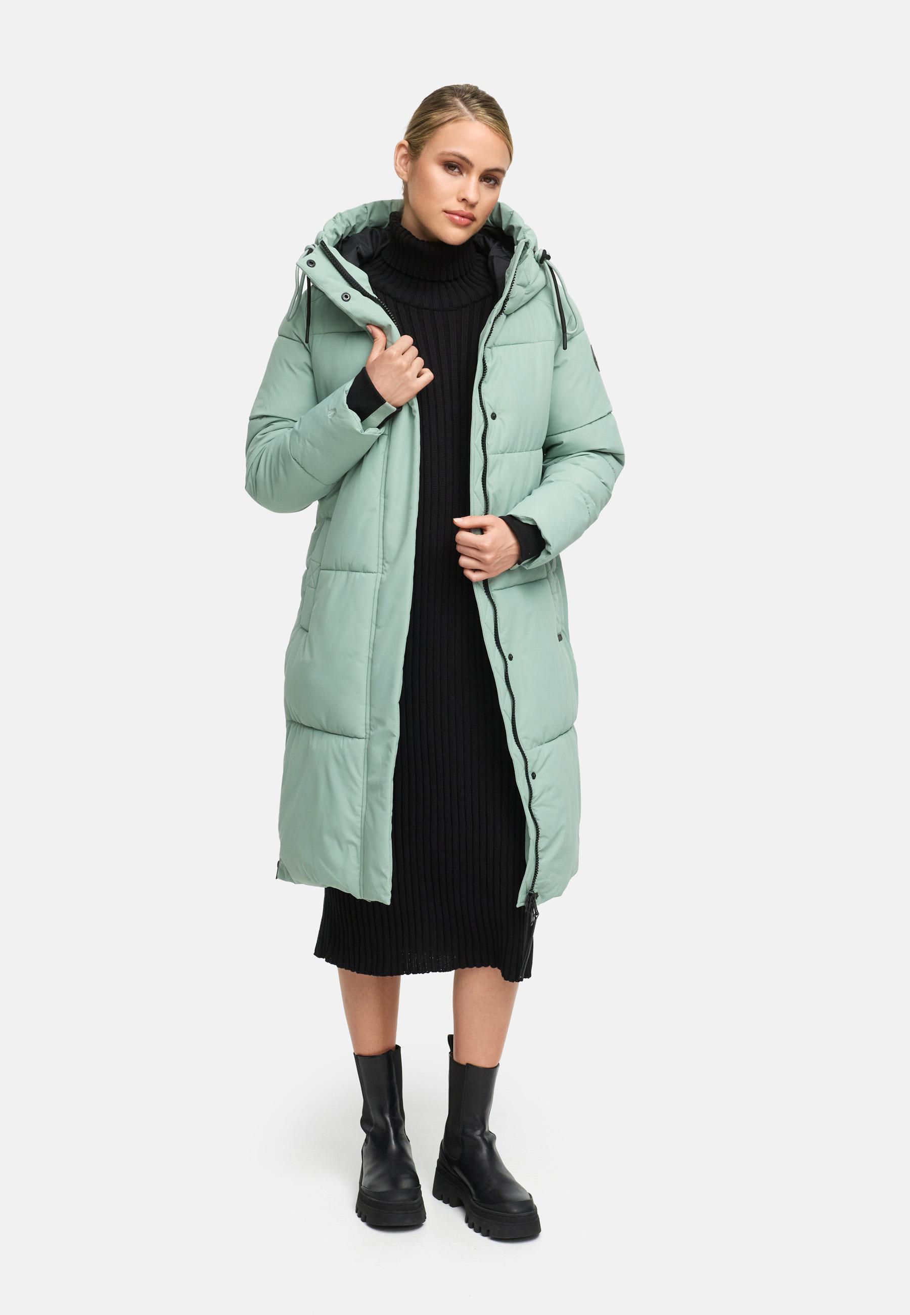 Winter Steppmantel mit Kapuze "Michikoo XVI" Smokey Mint