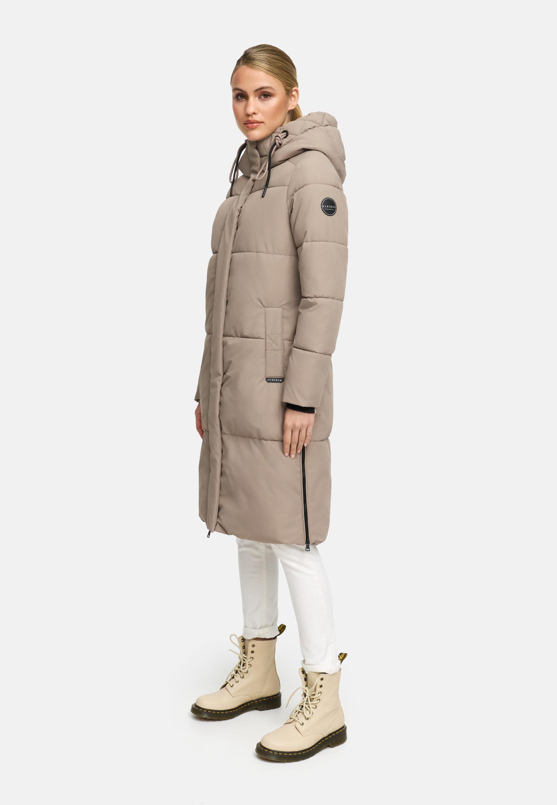 Winter Steppmantel mit Kapuze "Michikoo XVI" Taupe Grey