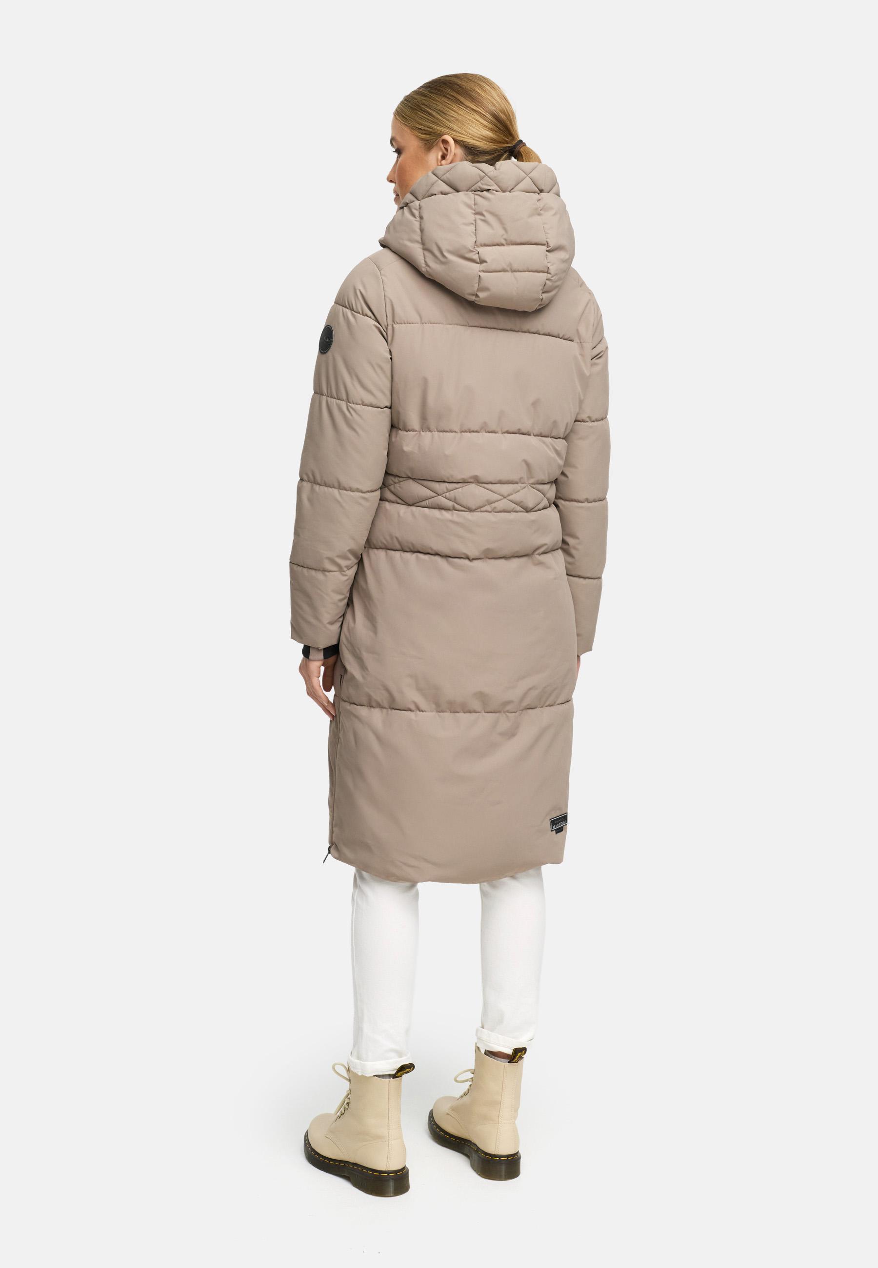 Winter Steppmantel mit Kapuze "Michikoo XVI" Taupe Grey