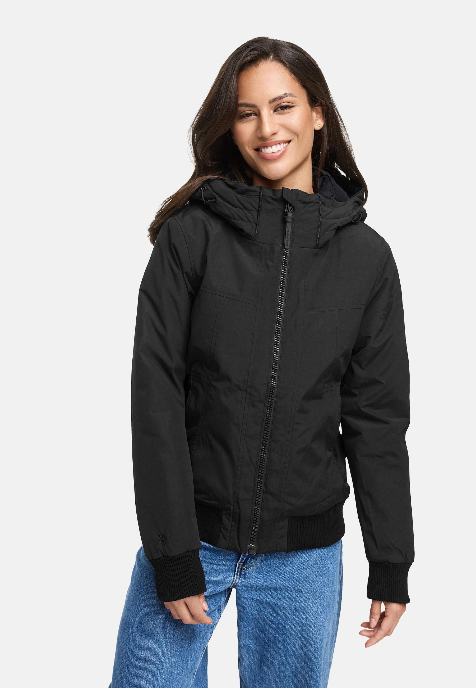 wasserdichte Winterjacke mit Rippstrick-Details "Mooni 16" Black
