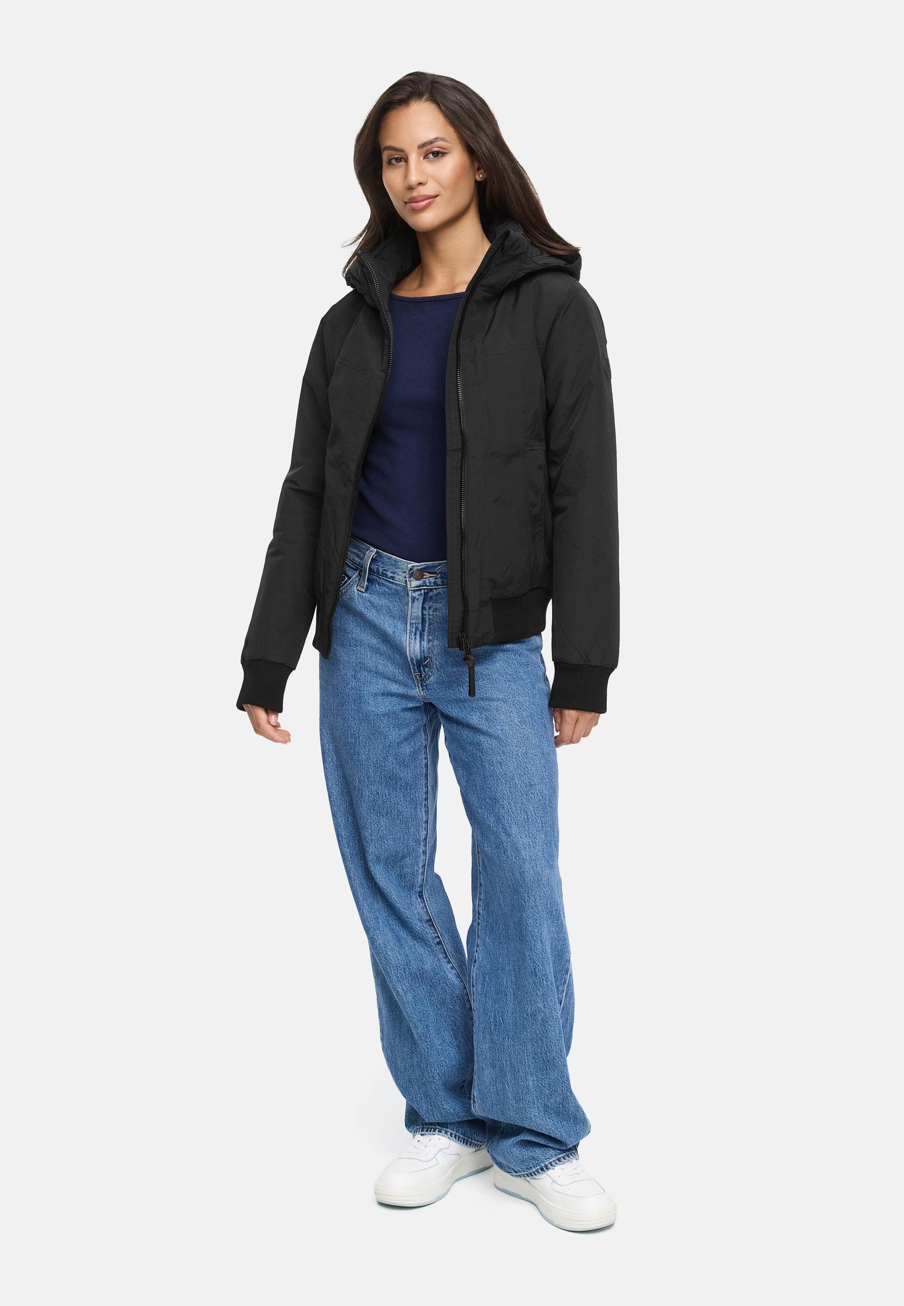 wasserdichte Winterjacke mit Rippstrick-Details "Mooni 16" Black