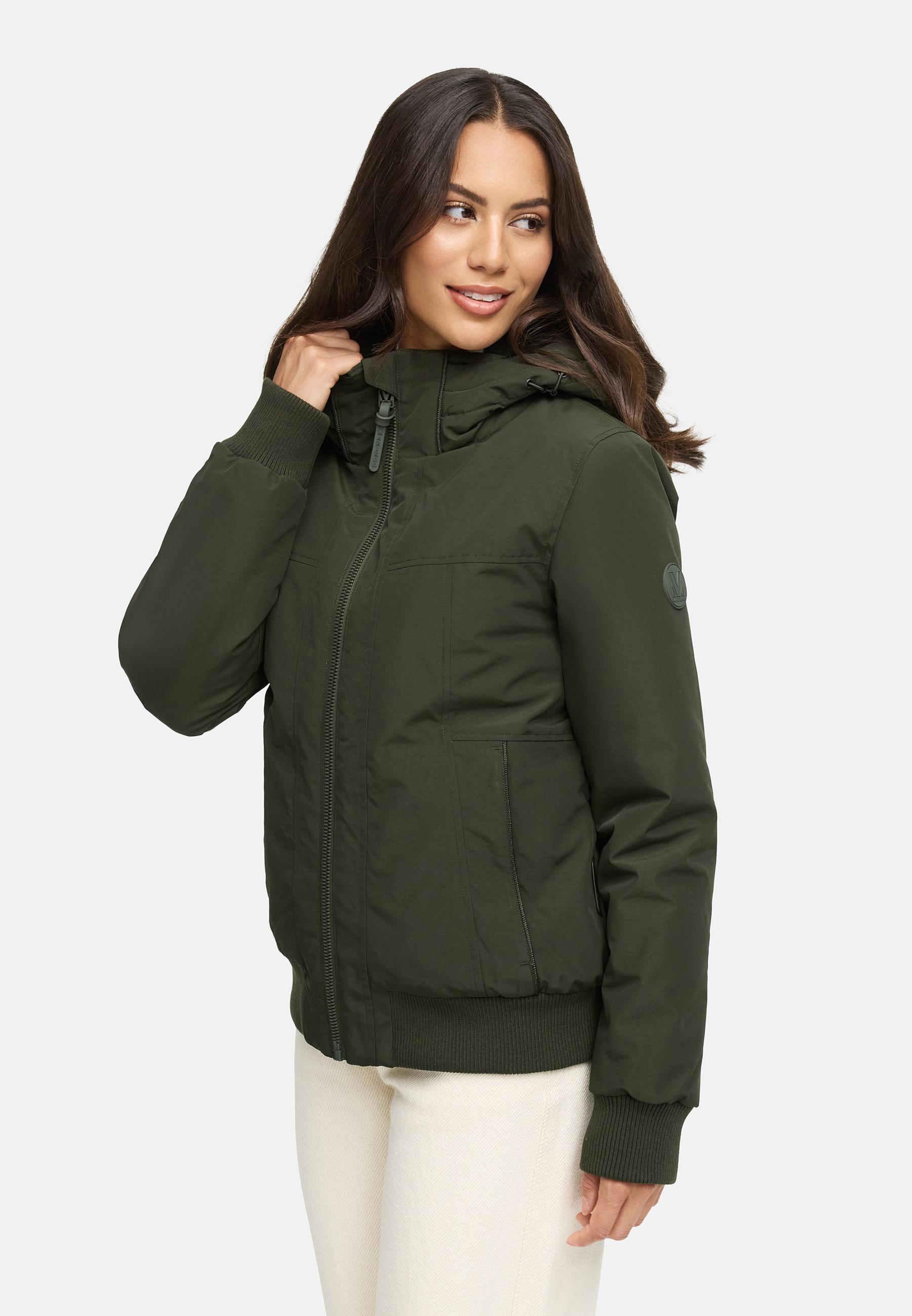 wasserdichte Winterjacke mit Rippstrick-Details "Mooni 16" Dark Olive