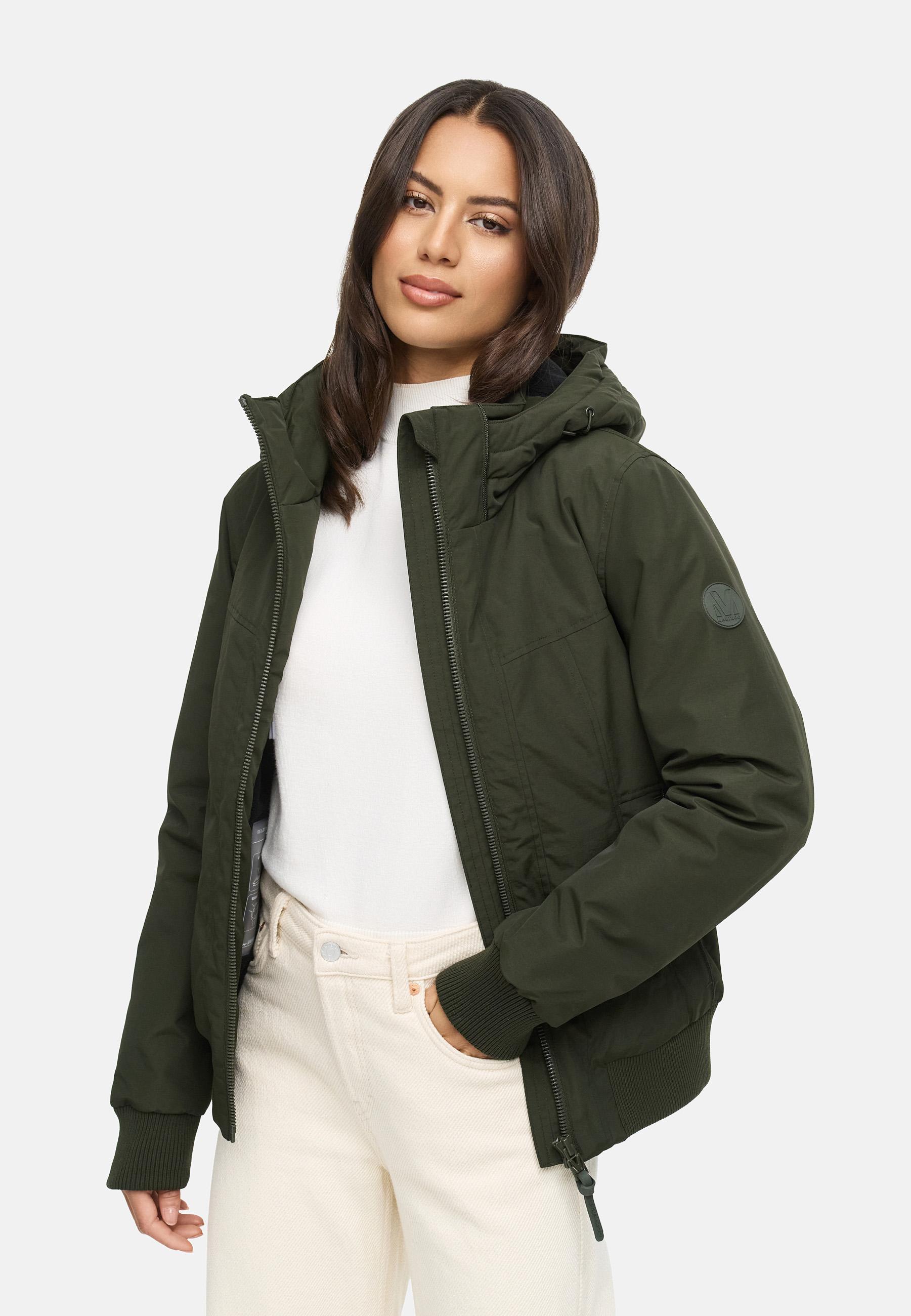 wasserdichte Winterjacke mit Rippstrick-Details "Mooni 16" Dark Olive