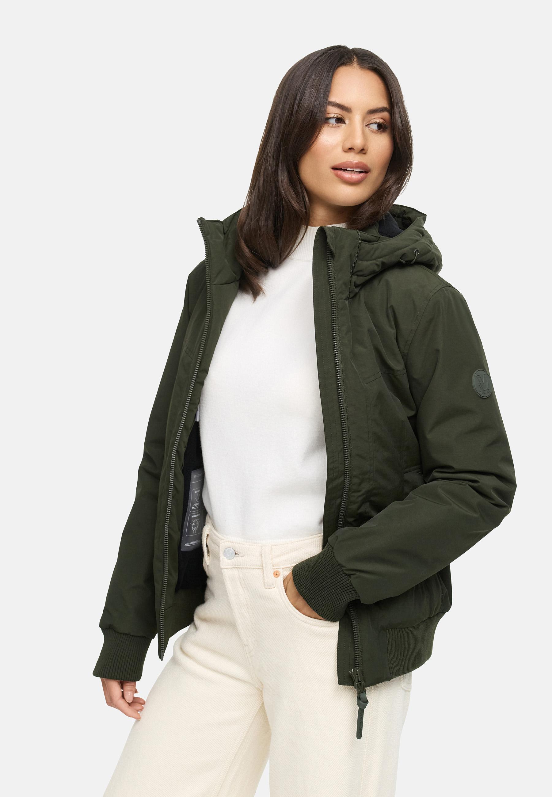 wasserdichte Winterjacke mit Rippstrick-Details "Mooni 16" Dark Olive