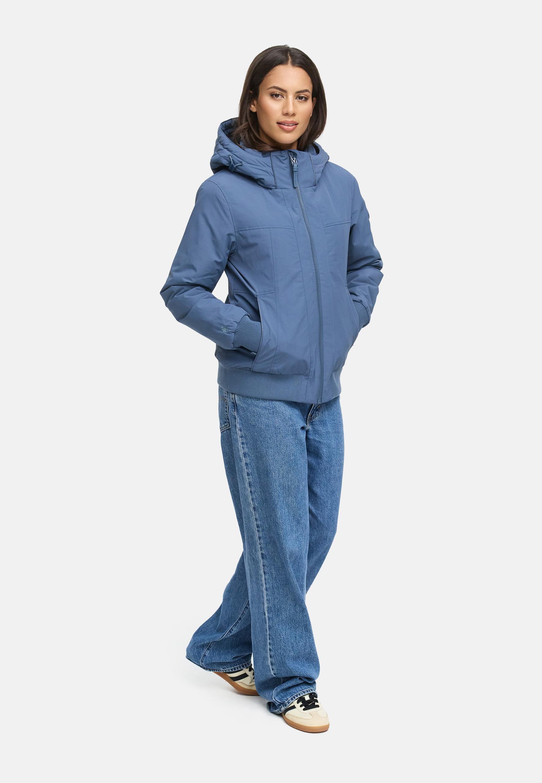 wasserdichte Winterjacke mit Rippstrick-Details "Mooni 16" Dusty Blue