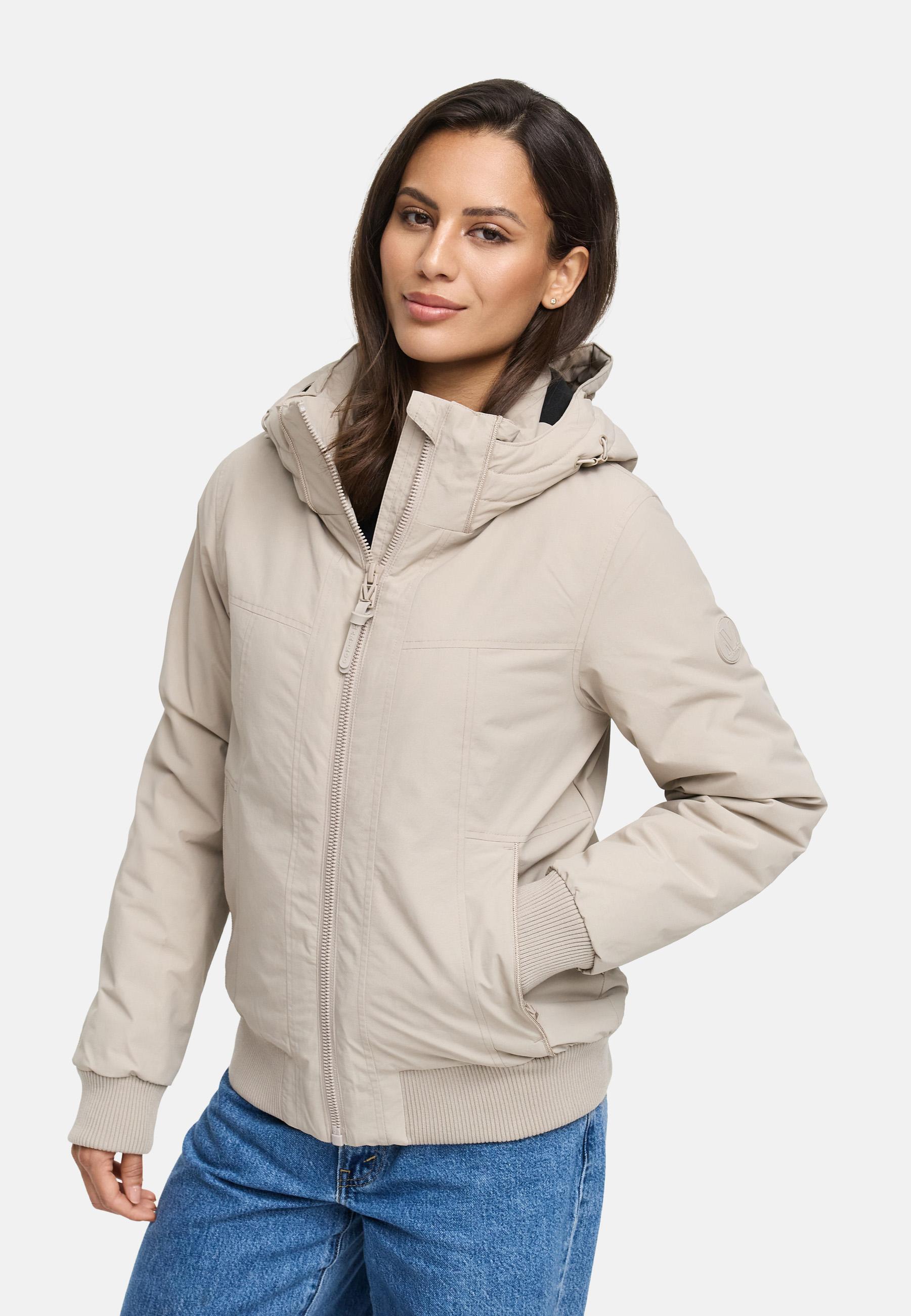 wasserdichte Winterjacke mit Rippstrick-Details "Mooni 16" Light Taupe