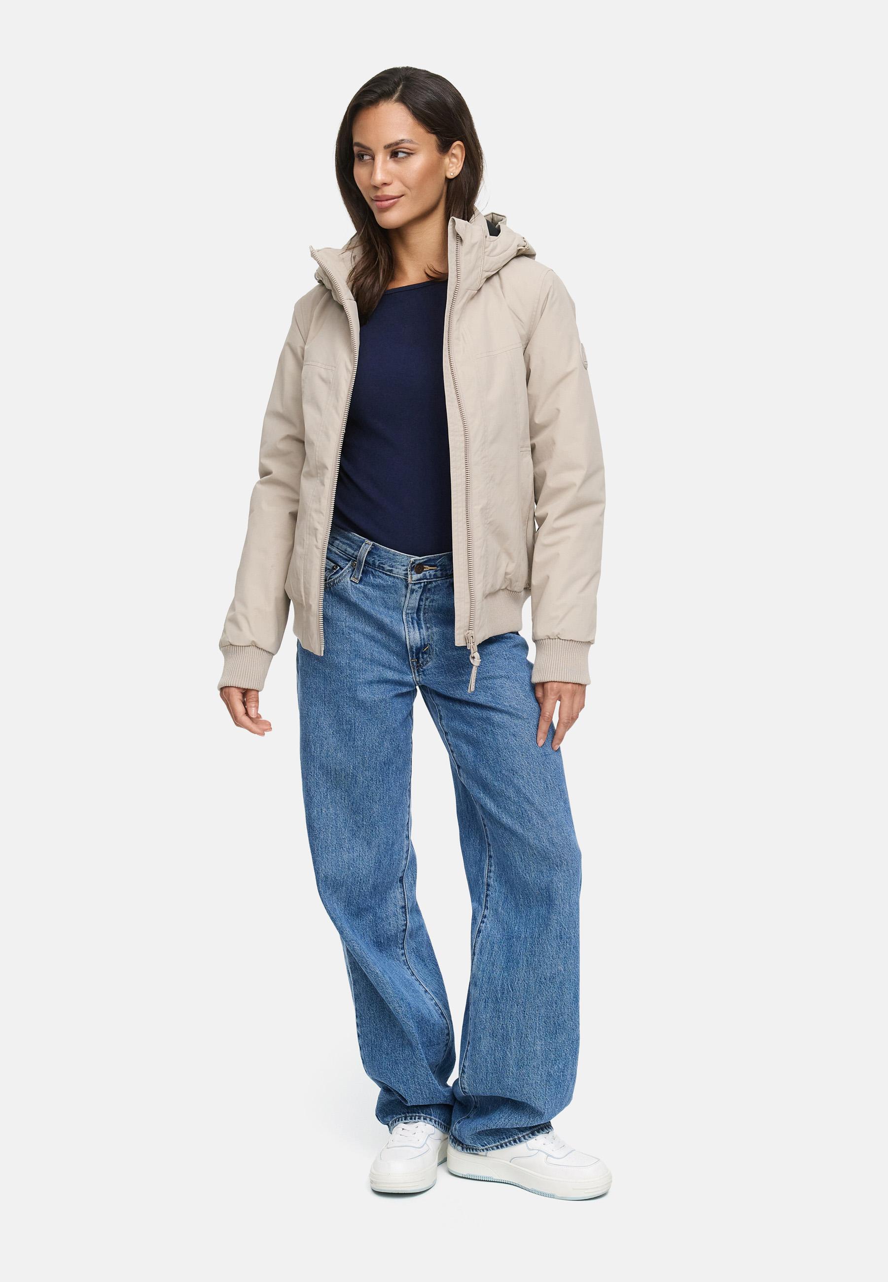wasserdichte Winterjacke mit Rippstrick-Details "Mooni 16" Light Taupe