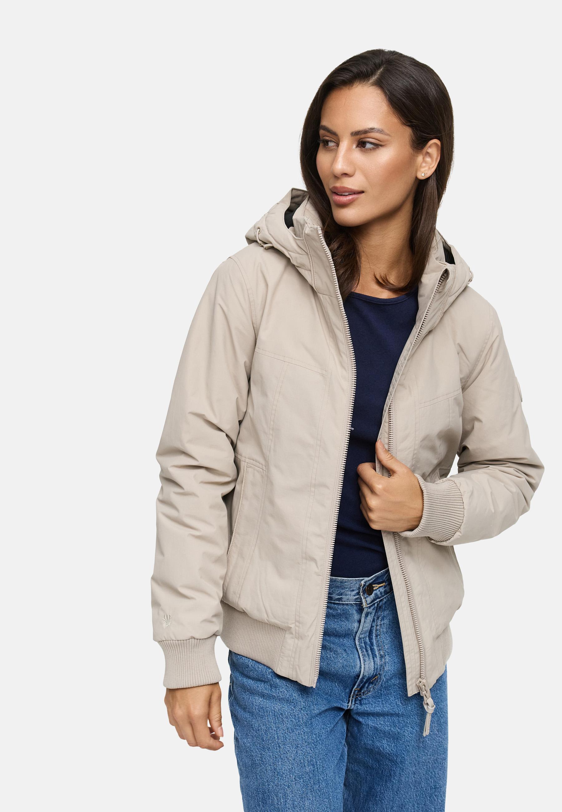 wasserdichte Winterjacke mit Rippstrick-Details "Mooni 16" Light Taupe