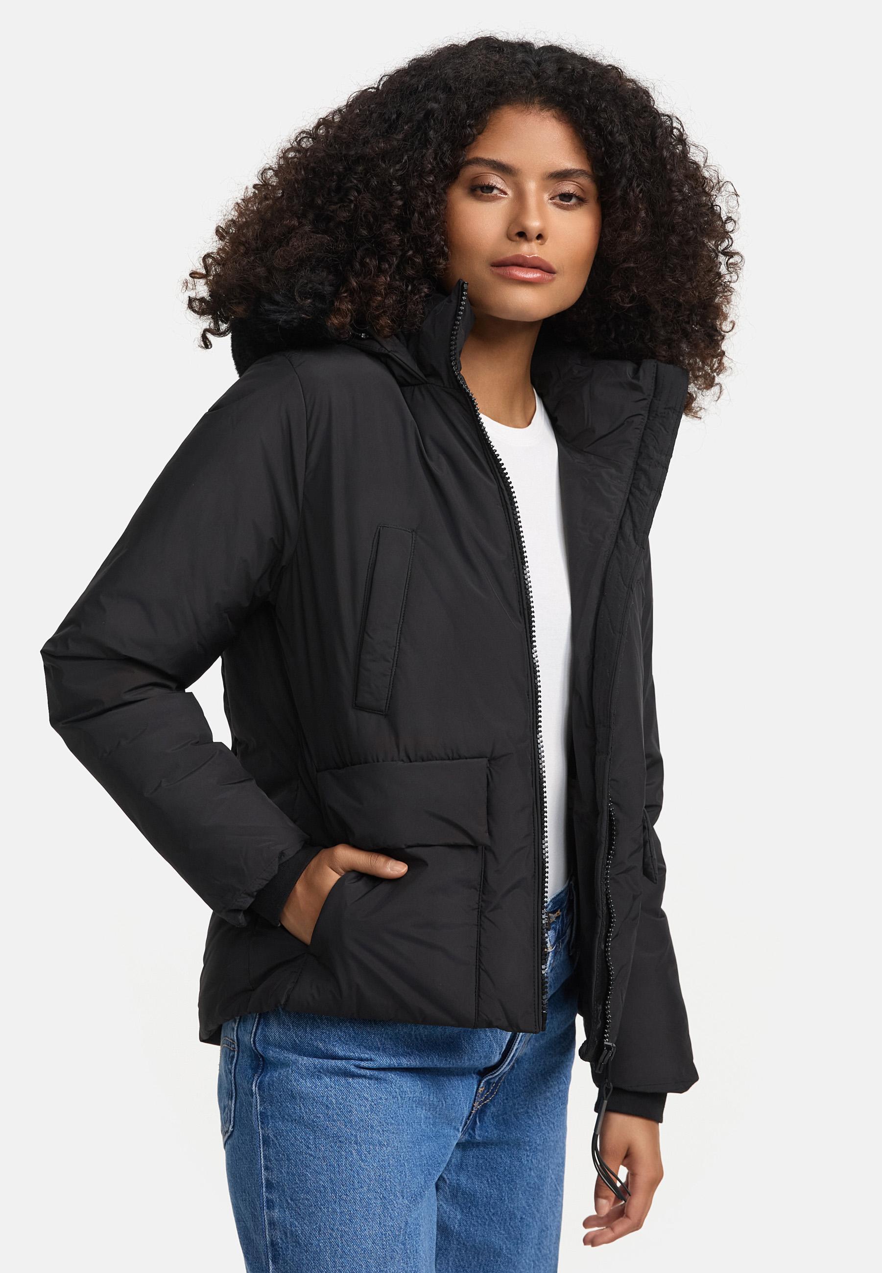 Wintejacke mit abnehmbarem Kunstfell "Morinaa XVI" Black