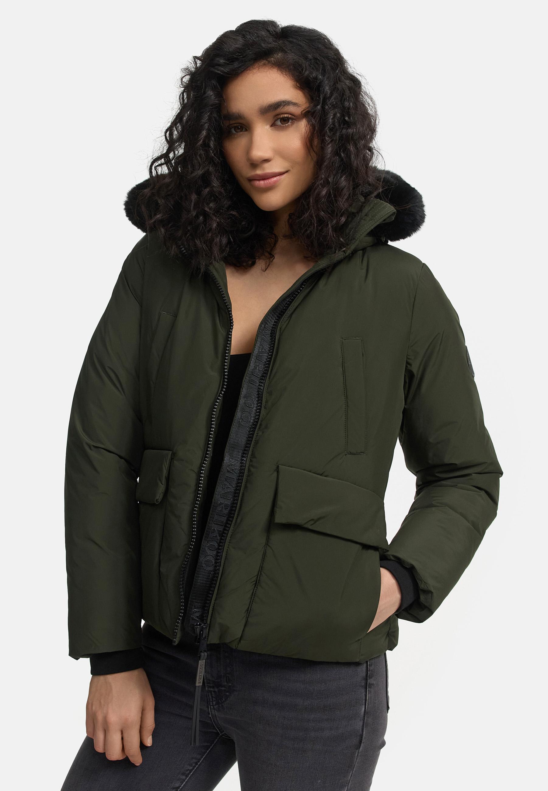 Wintejacke mit abnehmbarem Kunstfell "Morinaa XVI" Dark Olive