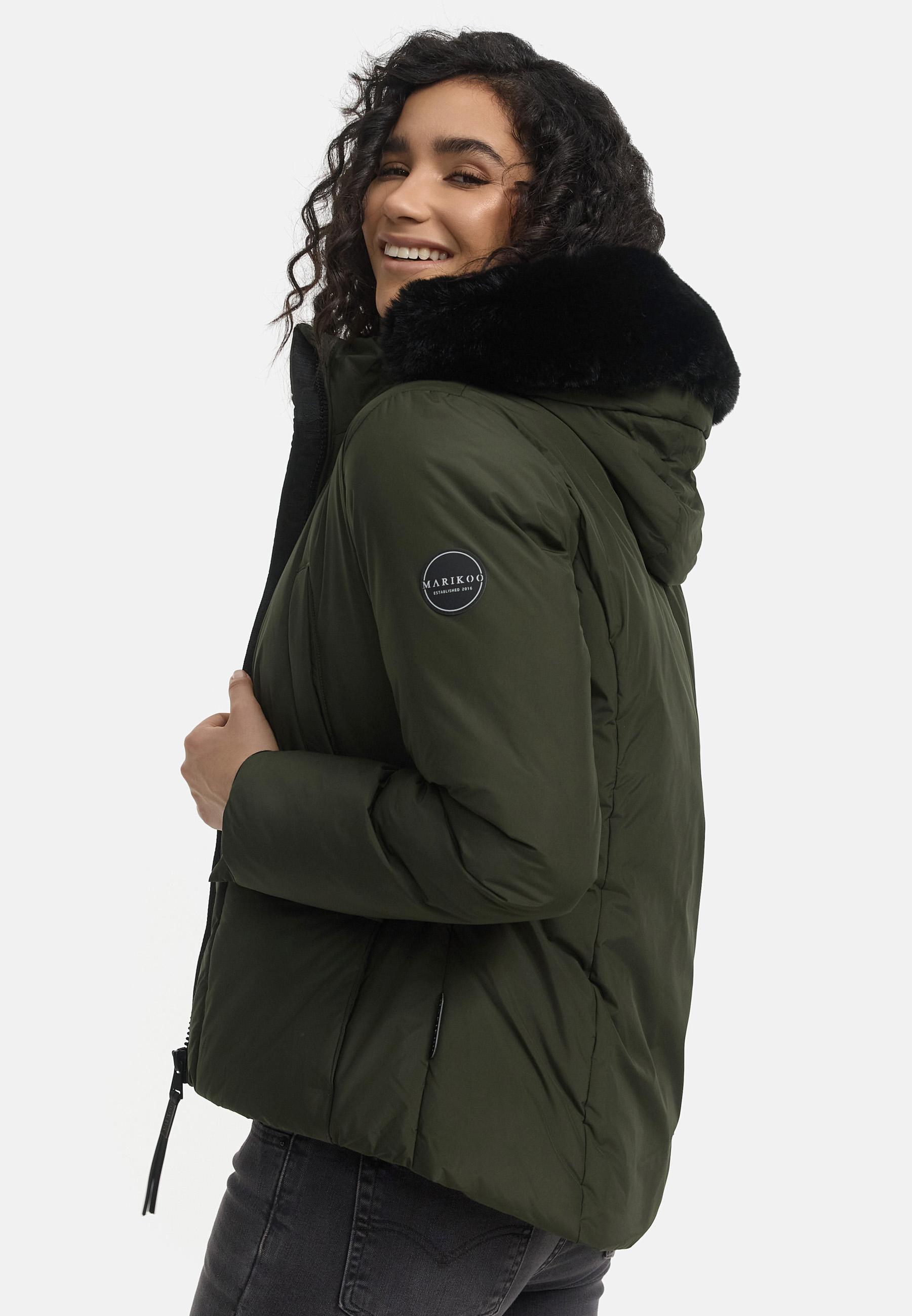 Wintejacke mit abnehmbarem Kunstfell "Morinaa XVI" Dark Olive