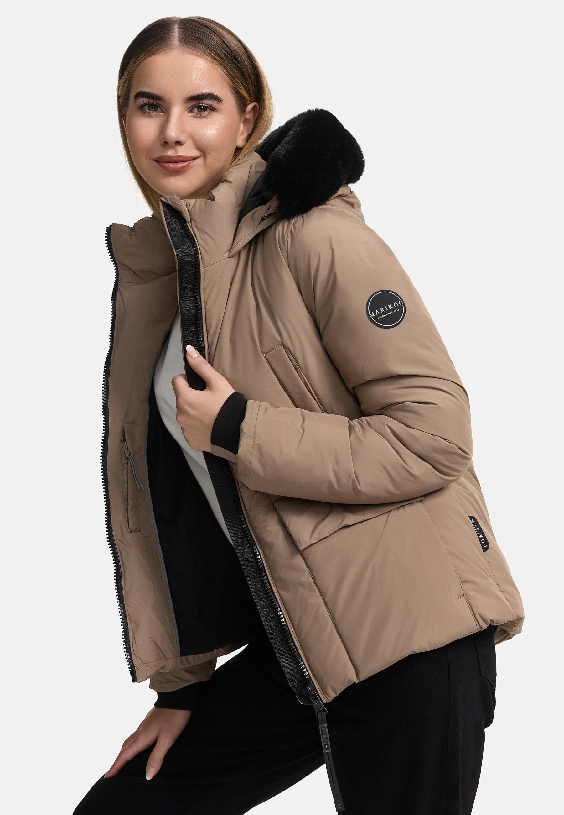 Wintejacke mit abnehmbarem Kunstfell "Morinaa XVI" Taupe Grey